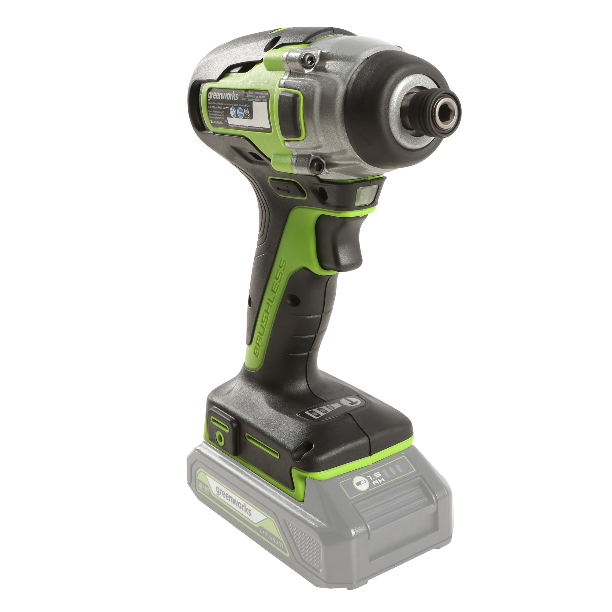 Greenworks 24-volt 1/4-pulgadas sin escobillas Inalámbrico Destornillador de impacto (Batería no incluida y cargador no incluido) IS24L00