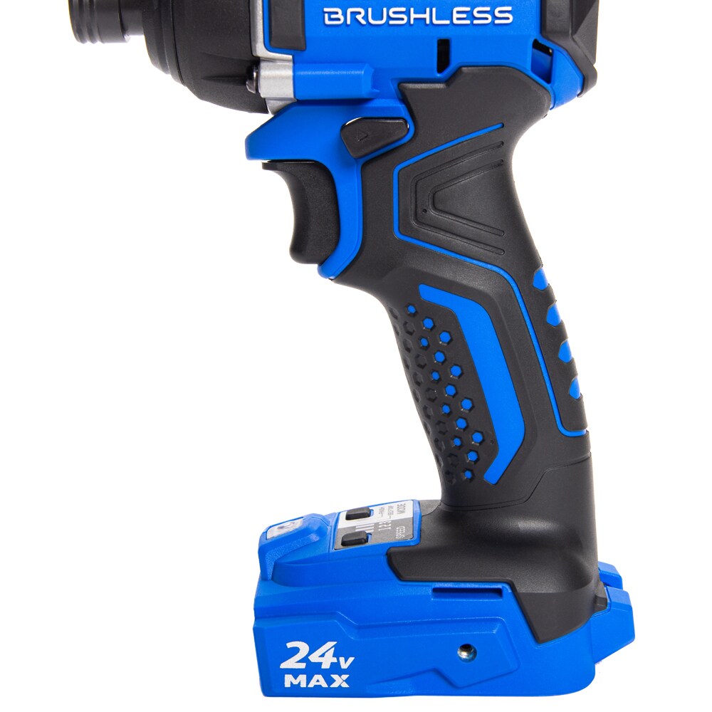 Atornillador de impacto inalámbrico Kobalt de 24 voltios y 1/4 de pulgada (incluye batería, cargador y estuche suave) KID 2024A-03