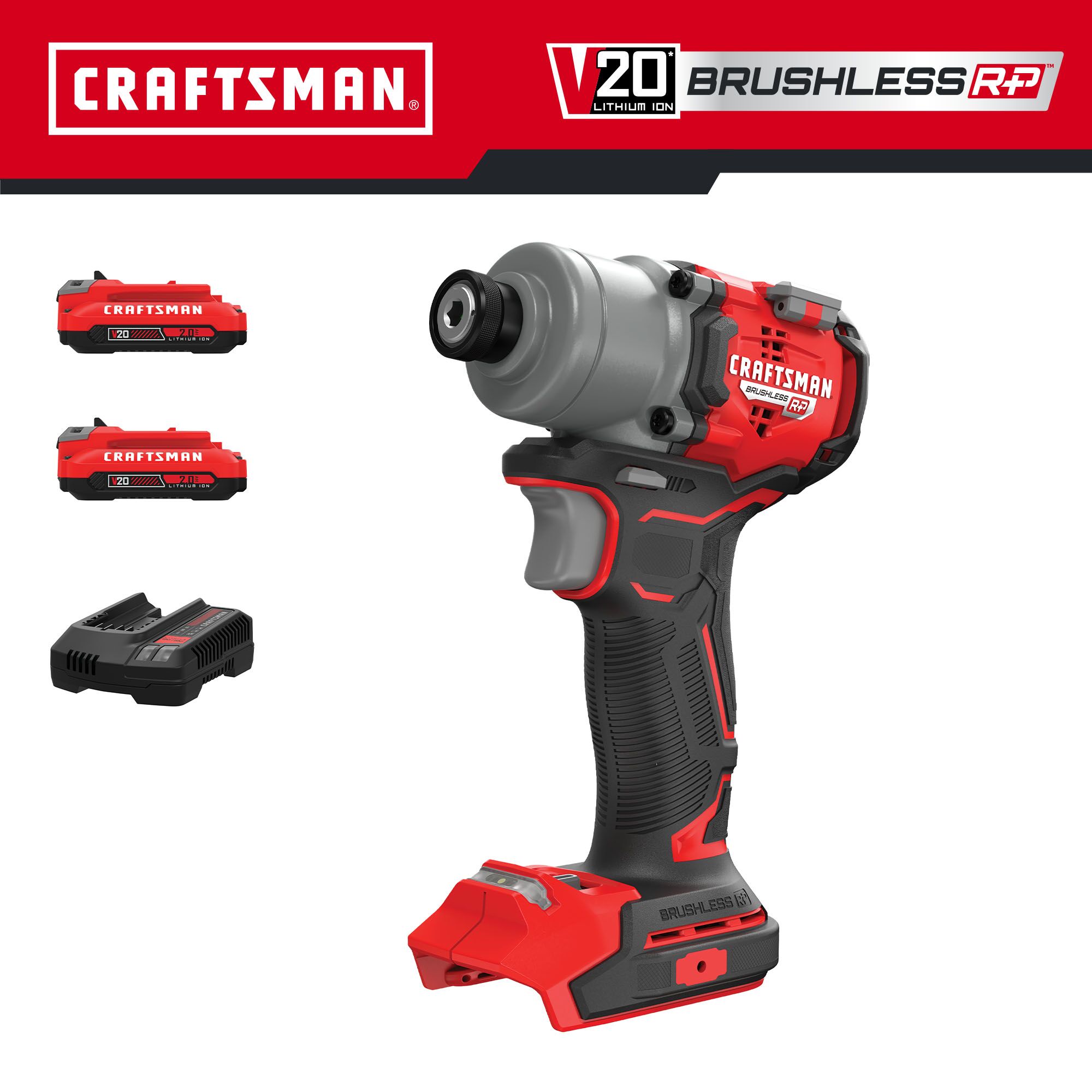 CRAFTSMAN V20 RP 20-volt max 1/4-in Llave de Impacto Inalámbrica sin Escobillas (Incluye Batería, Cargador y Bolsa Suave) CMCF830D2