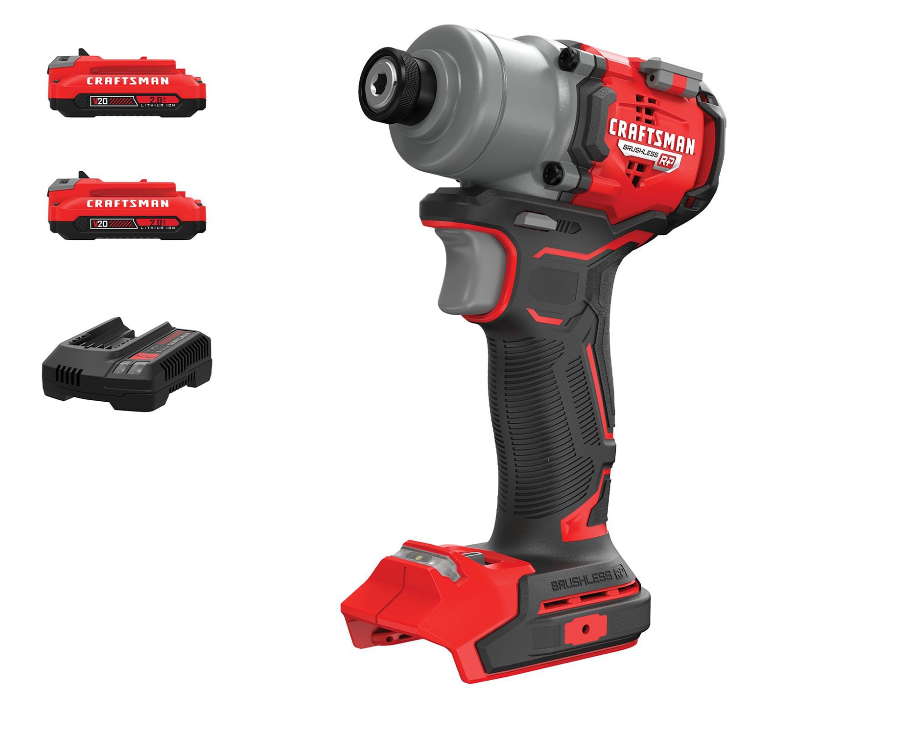 CRAFTSMAN V20 RP 20-volt max 1/4-in Llave de Impacto Inalámbrica sin Escobillas (Incluye Batería, Cargador y Bolsa Suave) CMCF830D2