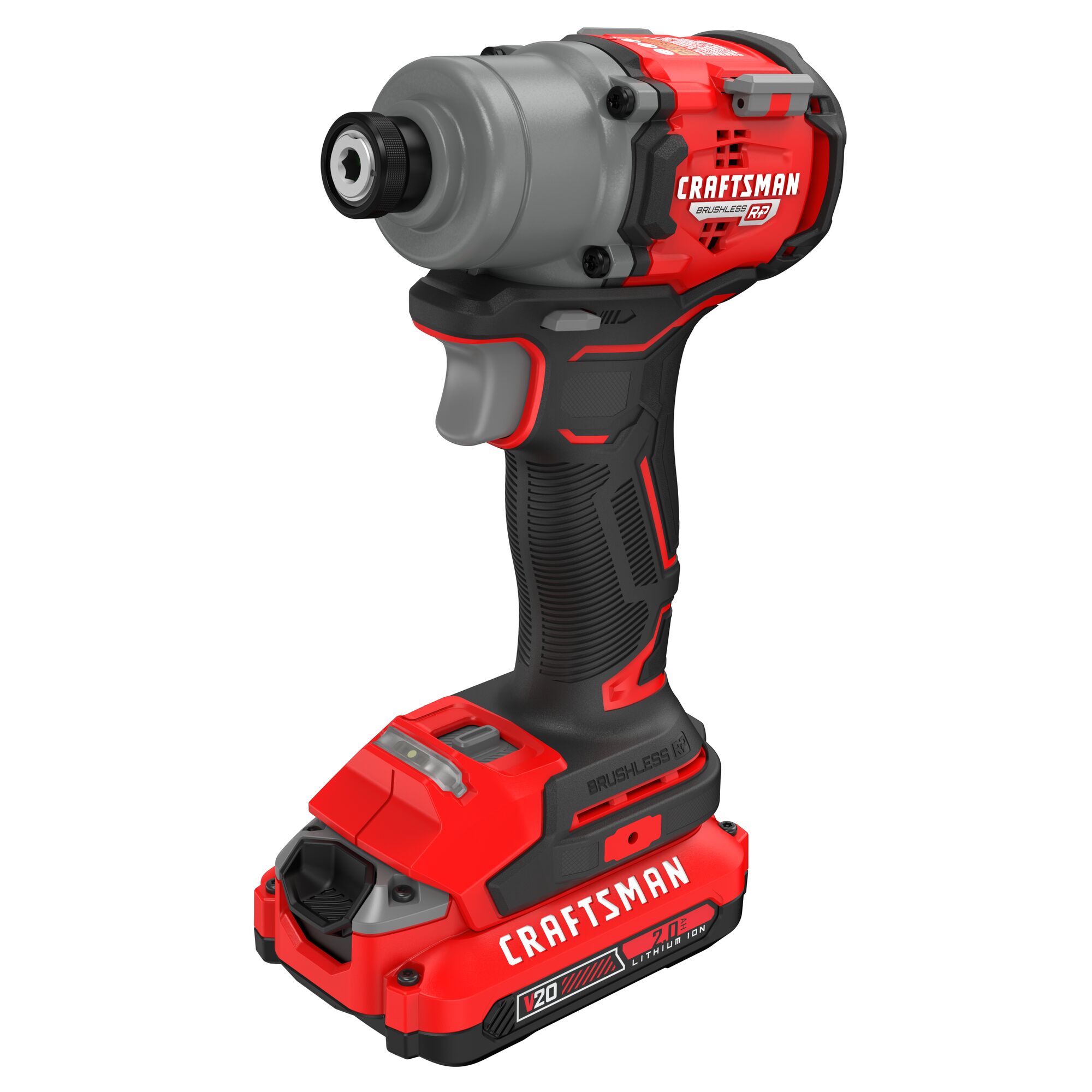 CRAFTSMAN V20 RP 20-volt max 1/4-in Llave de Impacto Inalámbrica sin Escobillas (Incluye Batería, Cargador y Bolsa Suave) CMCF830D2