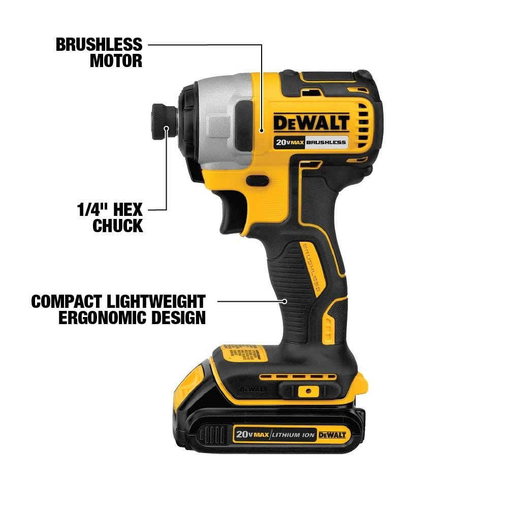 DEWALT 20-volt max 1/4-in Destornillador de Impacto Inalámbrico sin Escobillas (Batería y Cargador no incluidos) DCF787B