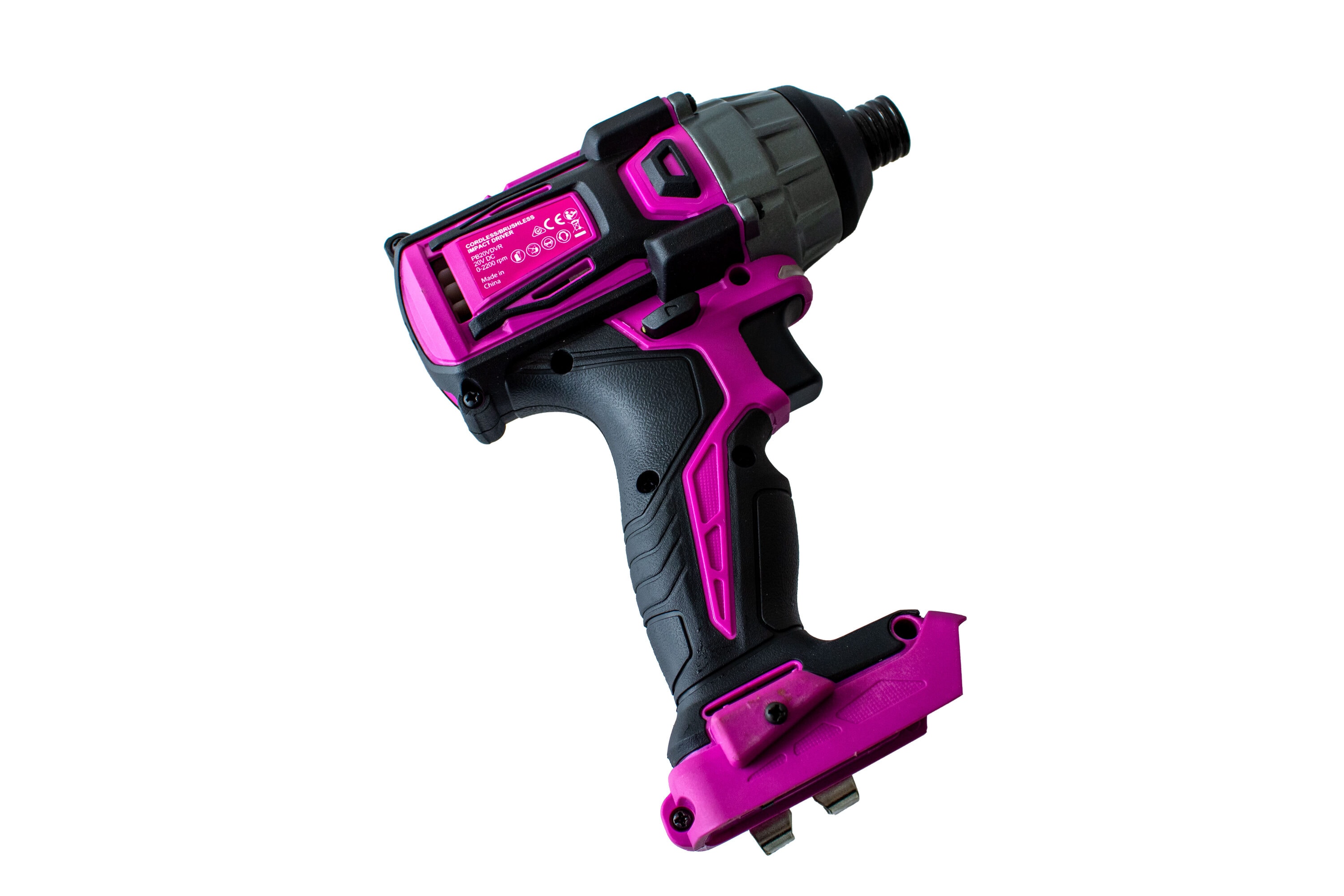 Destornillador de impacto inalámbrico sin escobillas de 1/4 pulgadas de The Original Pink Box, con batería y cargador incluidos de 20 voltios PB20VDVR-2AH-CHRGR