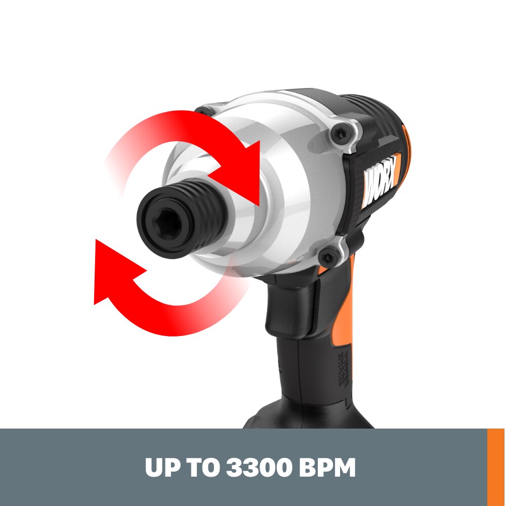 Atornillador de Impacto Inalámbrico WORX Power Share de 20 voltios máx. con batería y cargador incluidos WX291L