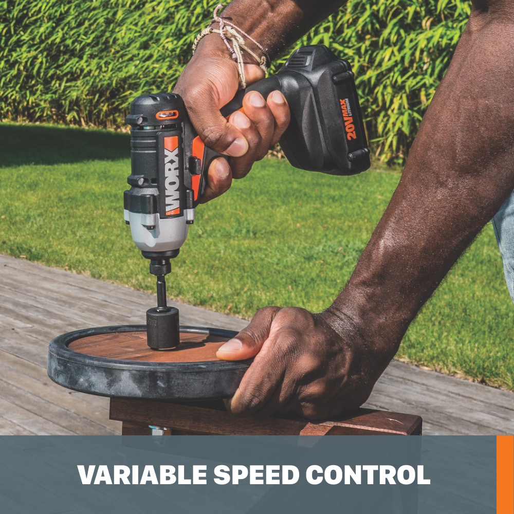 Atornillador de Impacto Inalámbrico WORX Power Share de 20 voltios máx. con batería y cargador incluidos WX291L