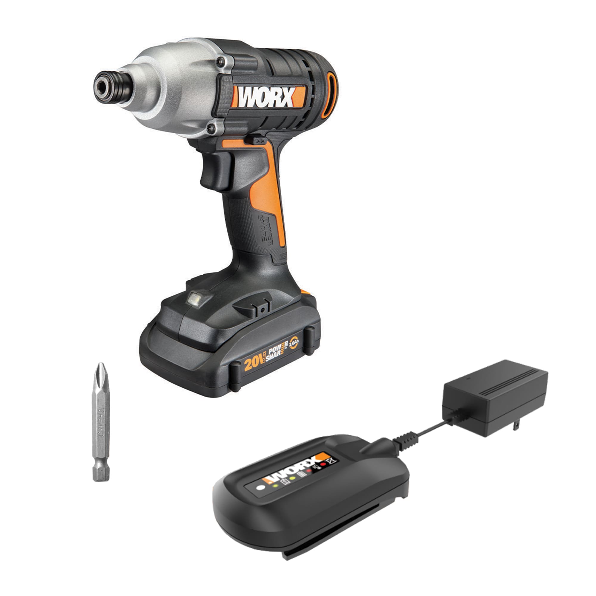Atornillador de Impacto Inalámbrico WORX Power Share de 20 voltios máx. con batería y cargador incluidos WX291L