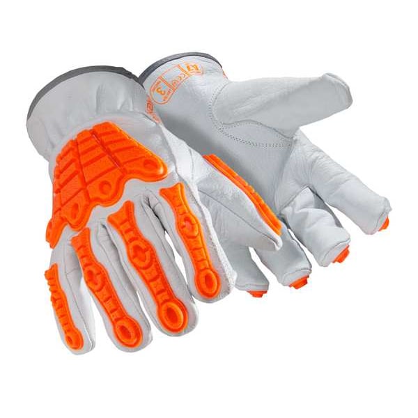 Guantes de cuero Hexarmor, Nivel de corte A7, Blanco / Blanco/Naranja, XL - 4067-XL (10)