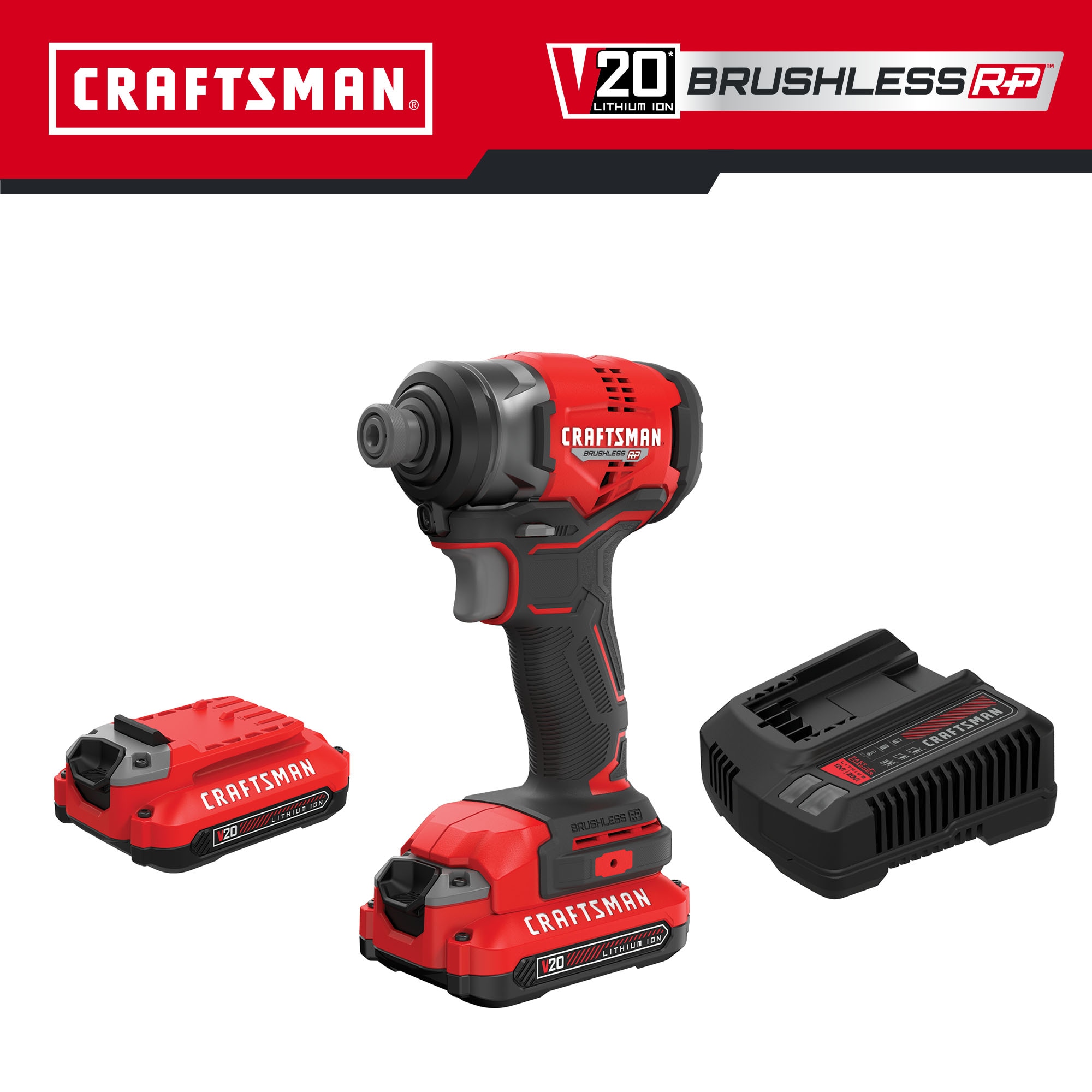 CRAFTSMAN V20 RP 20-volt máx. Llave de impacto inalámbrica sin escobillas (batería incluida, cargador incluido y bolsa suave incluida) CMCF813C2