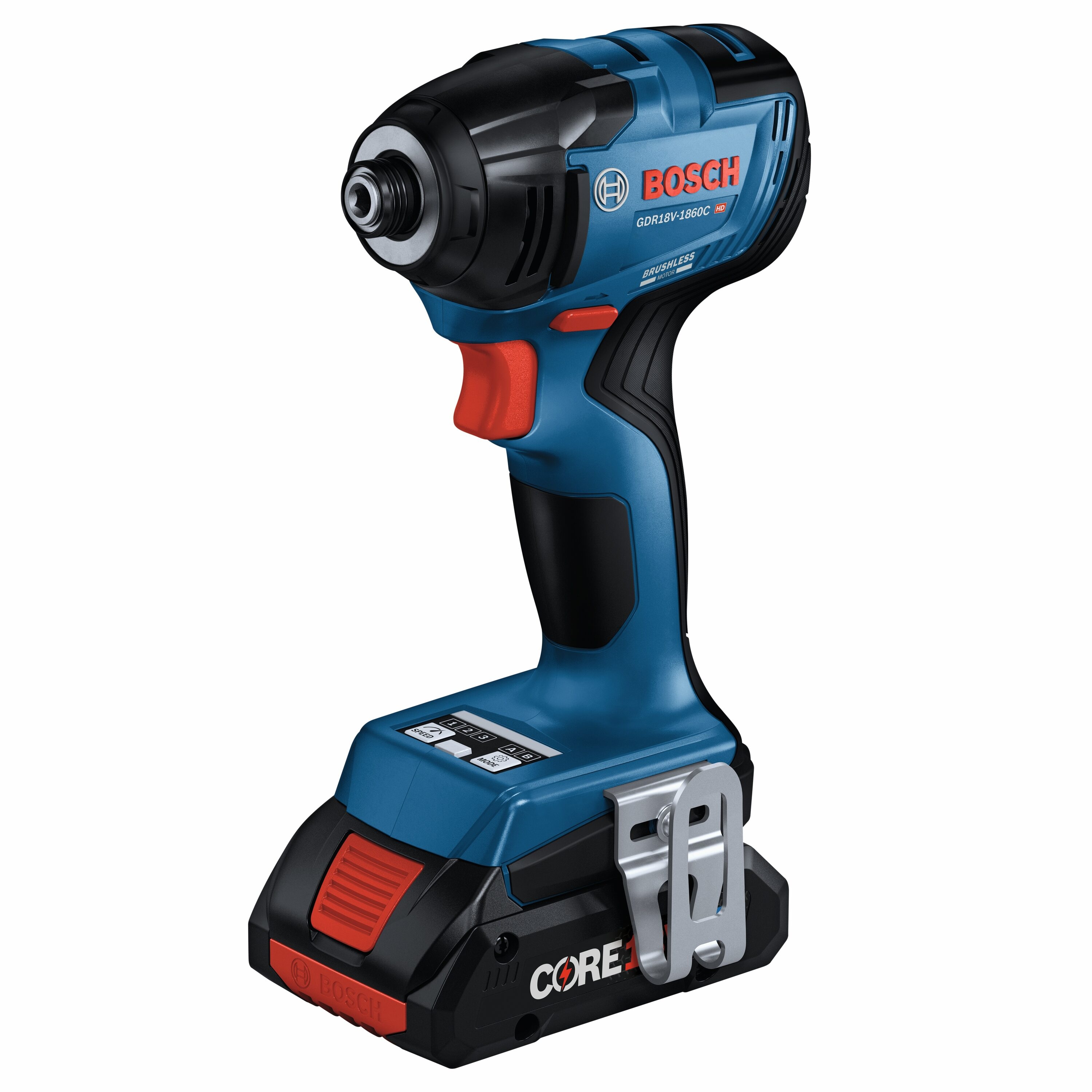 Atornillador de impacto inalámbrico Bosch Connected Ready de 18 voltios, 1/4 pulgada, sin escobillas (Incluye batería, cargador y bolsa suave) GDR18V-1860CB25