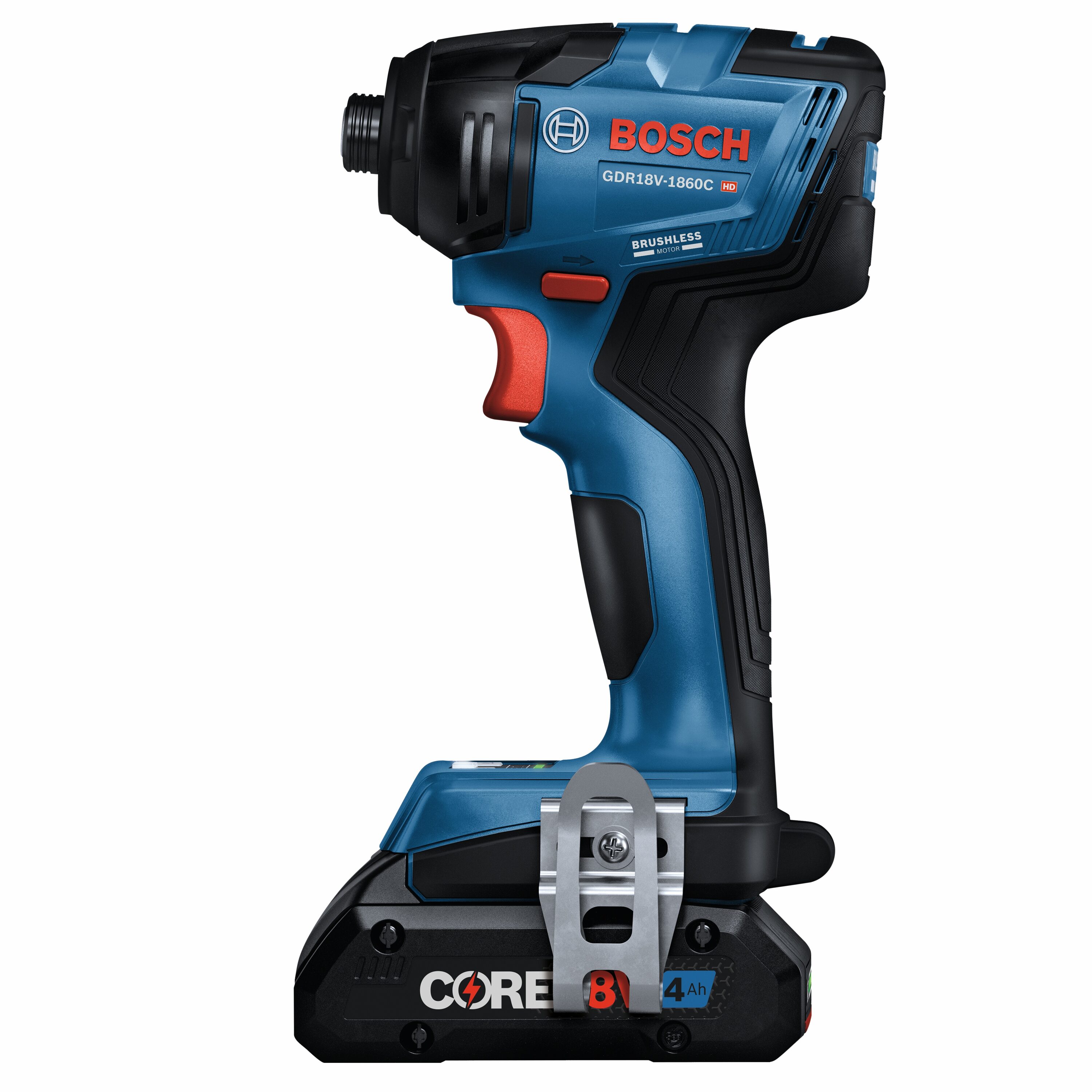 Atornillador de impacto inalámbrico Bosch Connected Ready de 18 voltios, 1/4 pulgada, sin escobillas (Incluye batería, cargador y bolsa suave) GDR18V-1860CB25