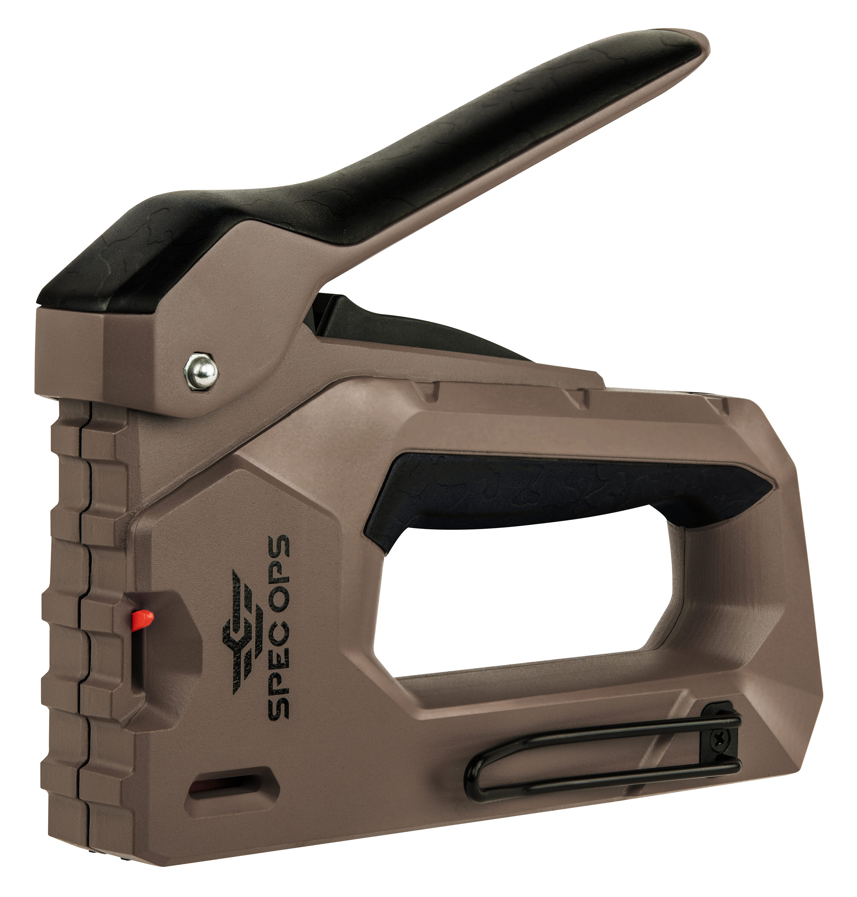 Pistola de grapas de trabajo pesado Spec Ops Tools, grapas de 1/4" - 9/16", clavos de corona estrecha de calibre 18, pistola de grapas manual SPEC-M50