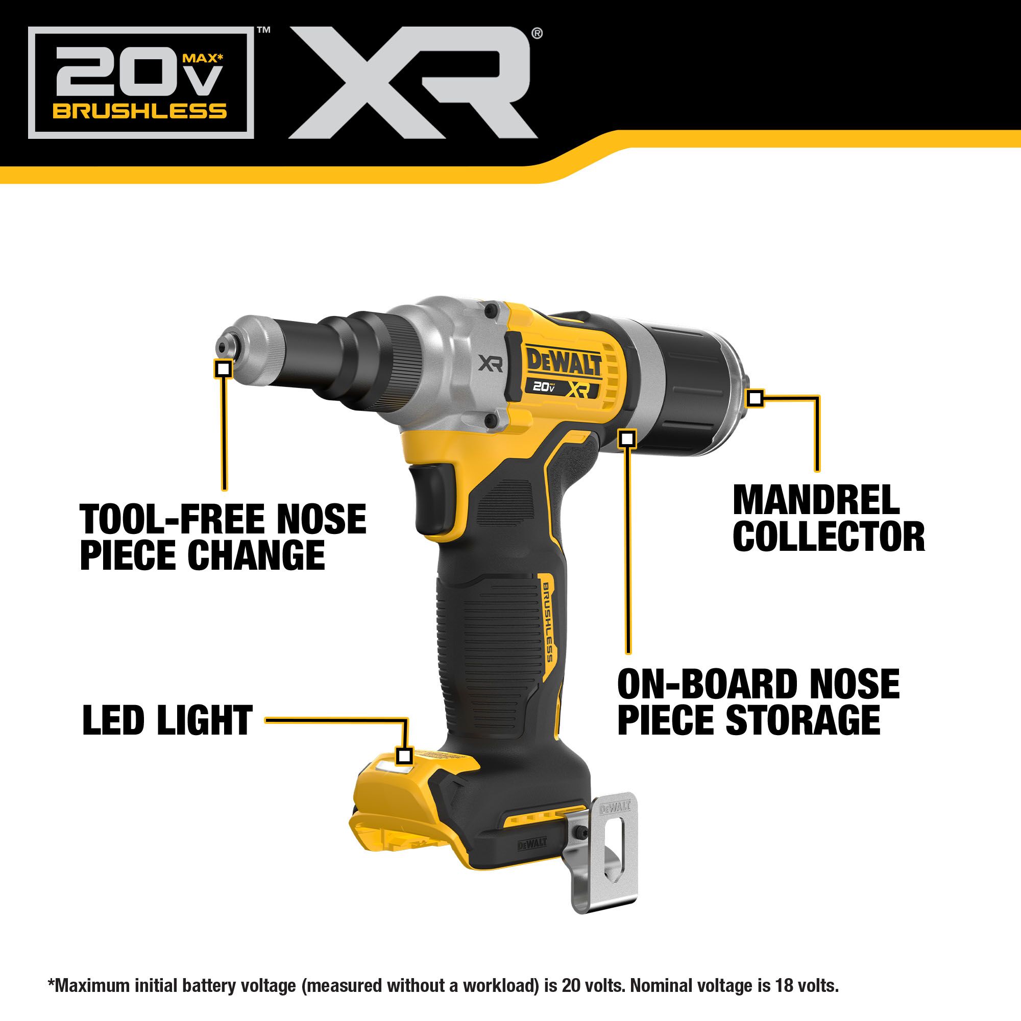 Herramienta para remaches DEWALT 20V 1/4-In (Desnuda) DCF414B
