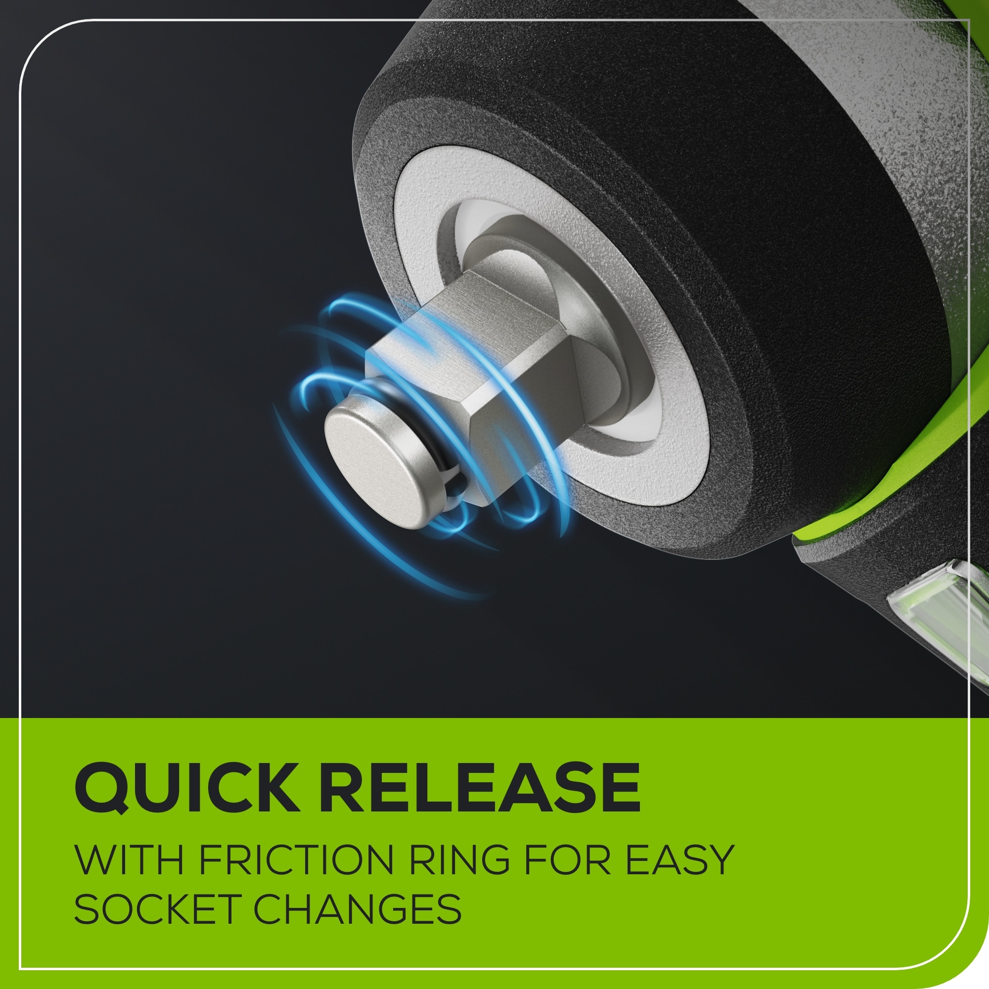 Llave de impacto inalámbrica con unidad cuadrada de 3/8 pulgadas con velocidad variable de 24 voltios sin escobillas de Greenworks 3708902