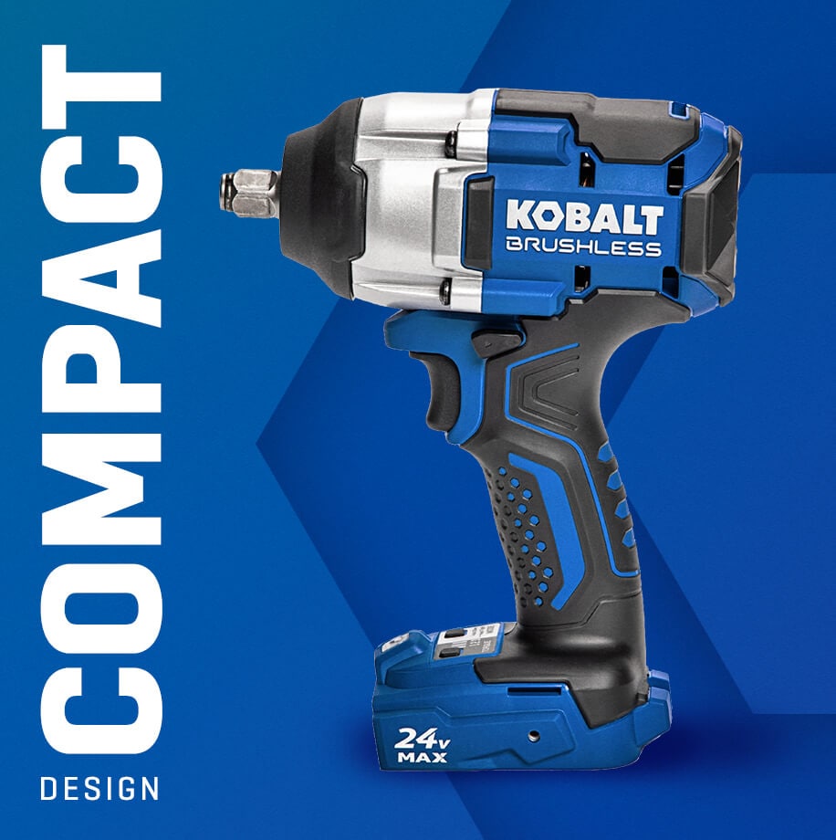 Llave de Impacto Inalámbrica Kobalt de 24 voltios con Velocidad Variable y sin Escobillas de 1/2 pulgadas (Batería Incluida) KIW 4024A-03