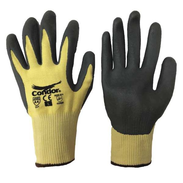 Guantes resistentes al corte Condor, Nivel de corte A4, 13 ga, Gris/Amarillo, XL - 60NN01.