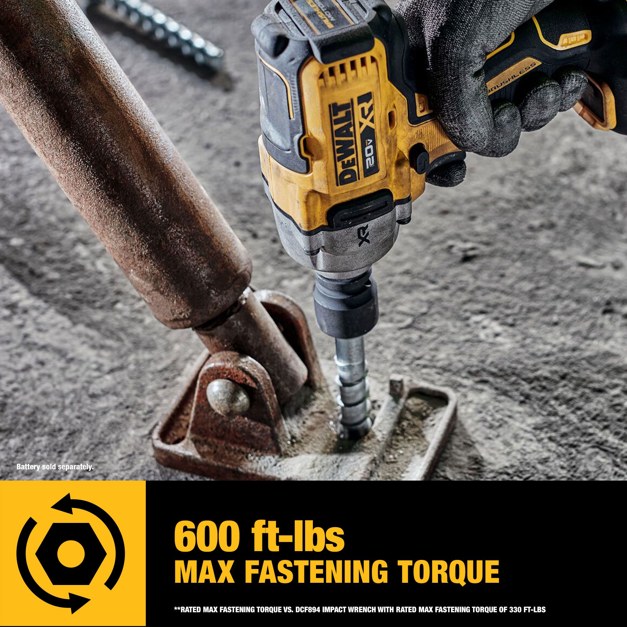 Llave de impacto inalámbrica DEWALT XR 20 voltios con control de velocidad variable y motor sin escobillas de 1/2 pulgada (Incluye batería) DCF891Q1