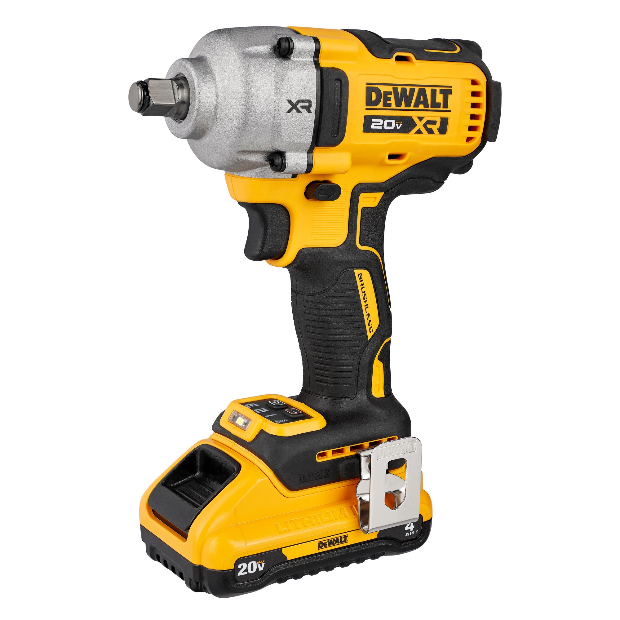 Llave de impacto inalámbrica DEWALT XR 20 voltios con control de velocidad variable y motor sin escobillas de 1/2 pulgada (Incluye batería) DCF891Q1