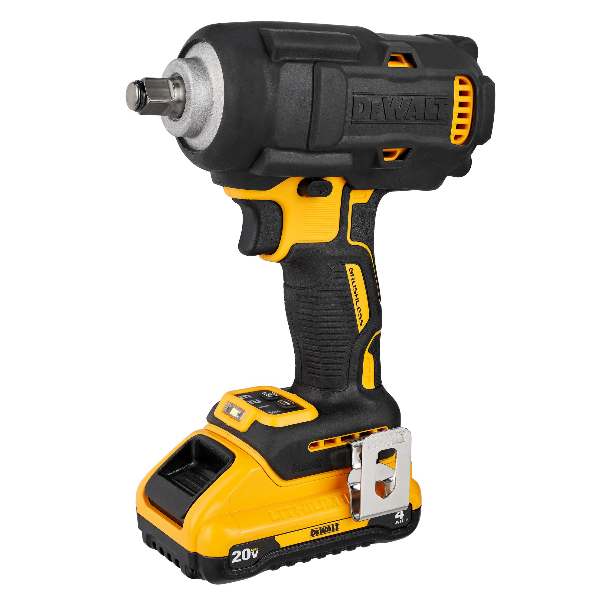Llave de impacto inalámbrica DEWALT XR 20 voltios con control de velocidad variable y motor sin escobillas de 1/2 pulgada (Incluye batería) DCF891Q1