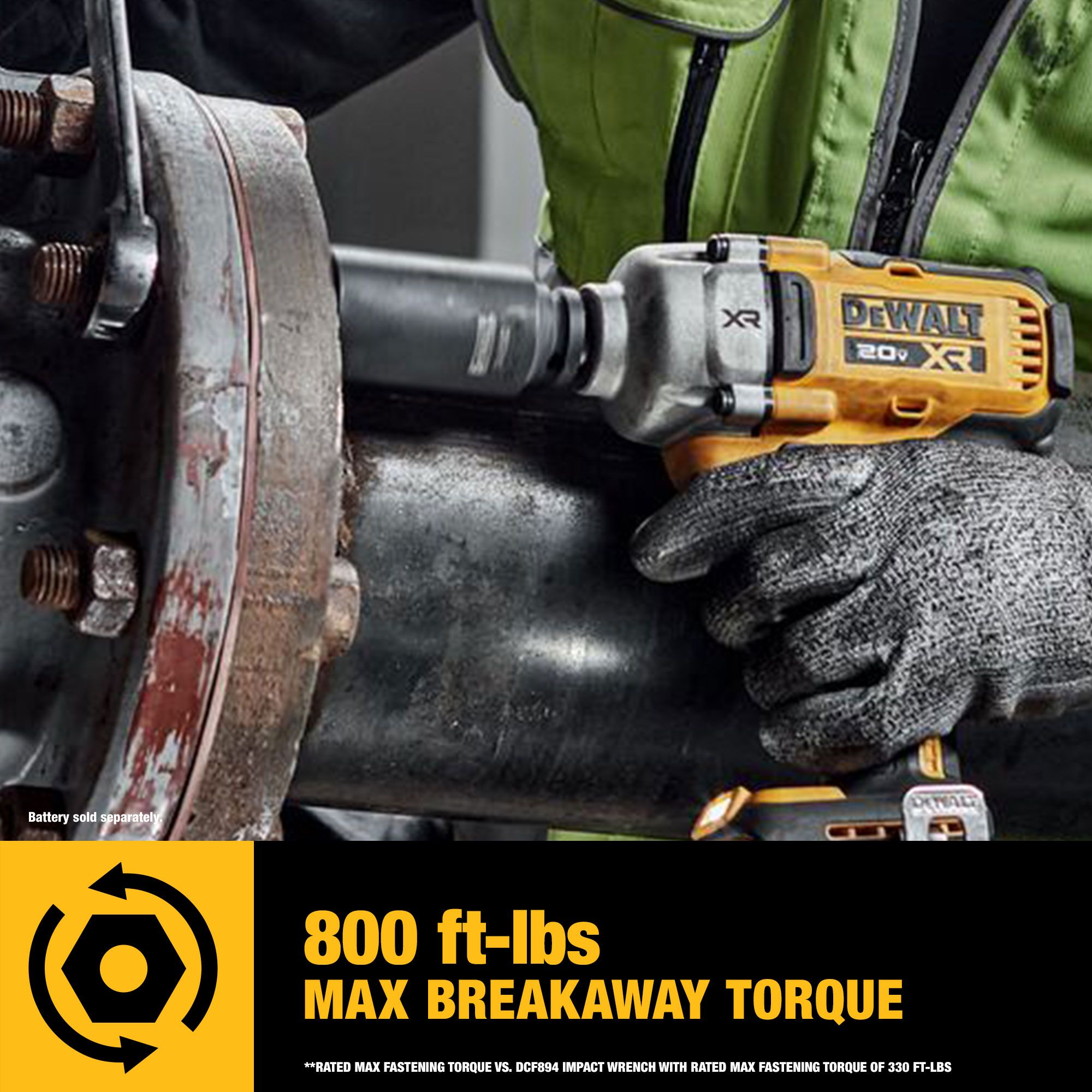 Llave de impacto inalámbrica DEWALT XR 20 voltios con control de velocidad variable y motor sin escobillas de 1/2 pulgada (Incluye batería) DCF891Q1