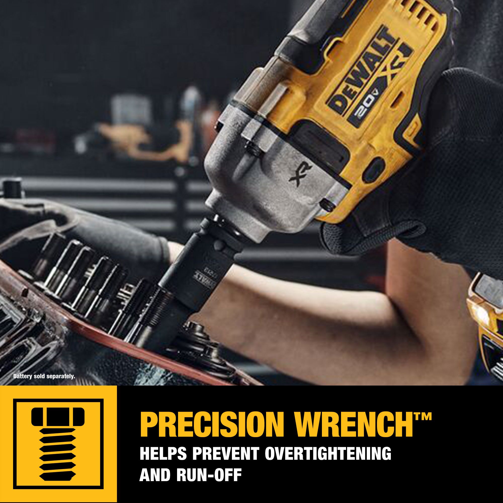 Llave de impacto inalámbrica DEWALT XR 20 voltios con control de velocidad variable y motor sin escobillas de 1/2 pulgada (Incluye batería) DCF891Q1