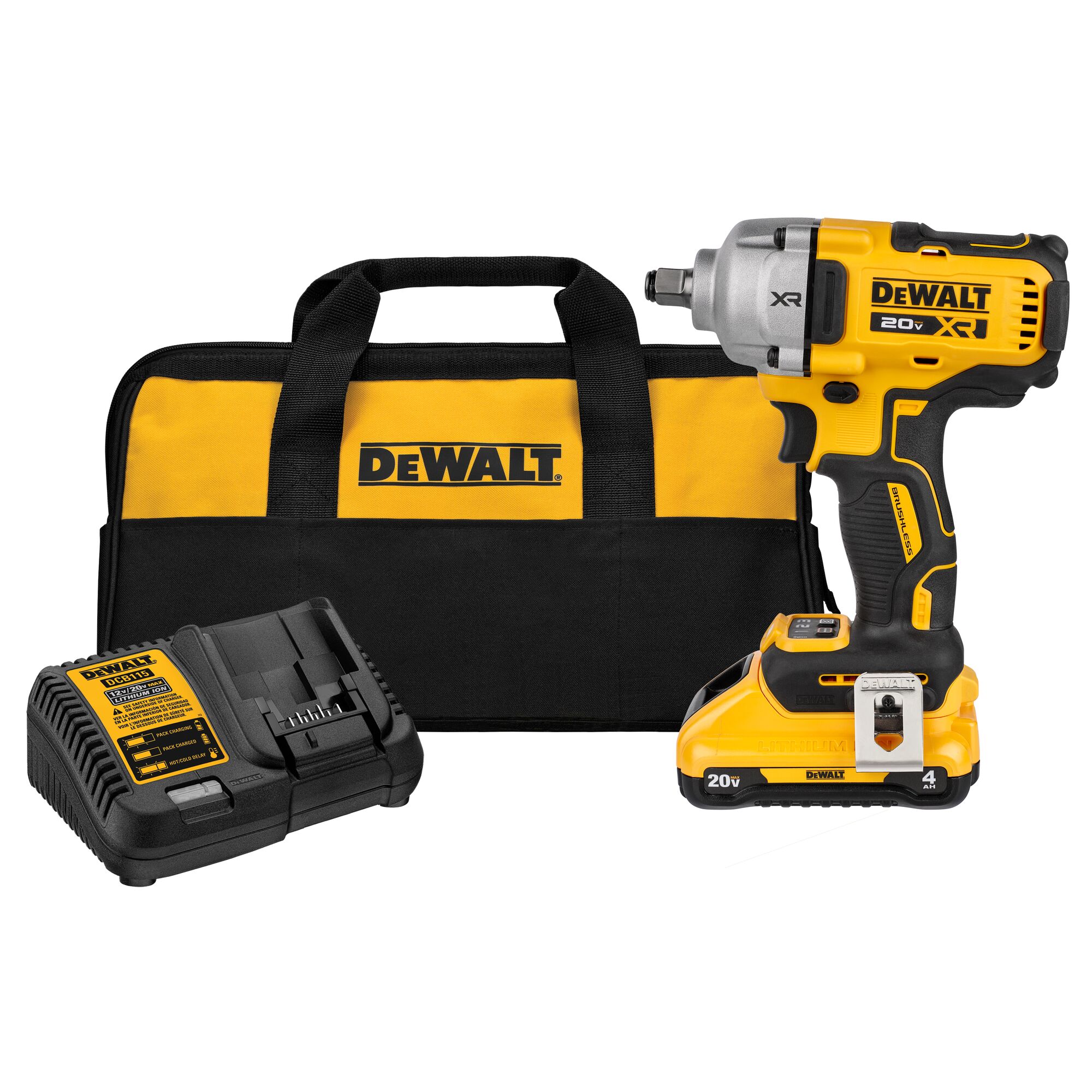 Llave de impacto inalámbrica DEWALT XR 20 voltios con control de velocidad variable y motor sin escobillas de 1/2 pulgada (Incluye batería) DCF891Q1