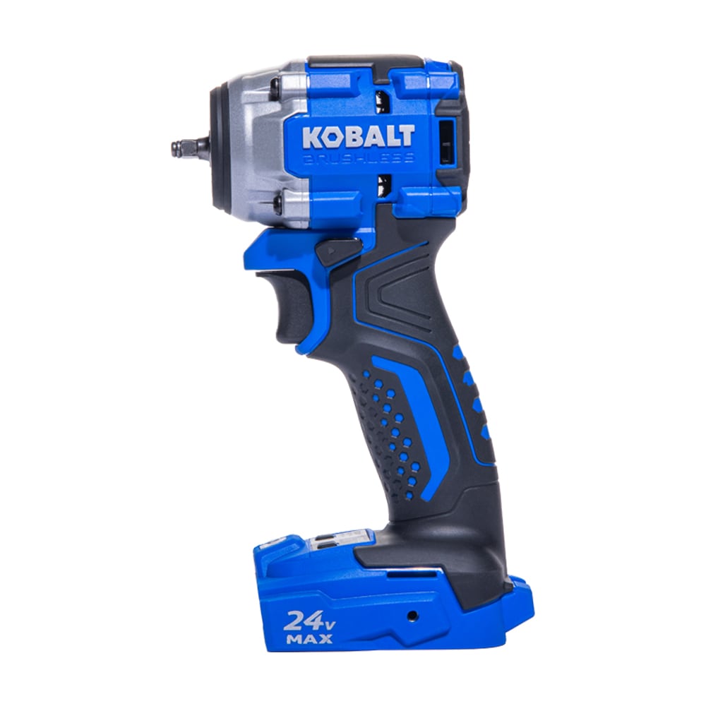 Llave de impacto inalámbrica sin accesorios Kobalt 24 voltios con motor sin escobillas y velocidad variable de 1/4 pulgadas KCIW 124B-03