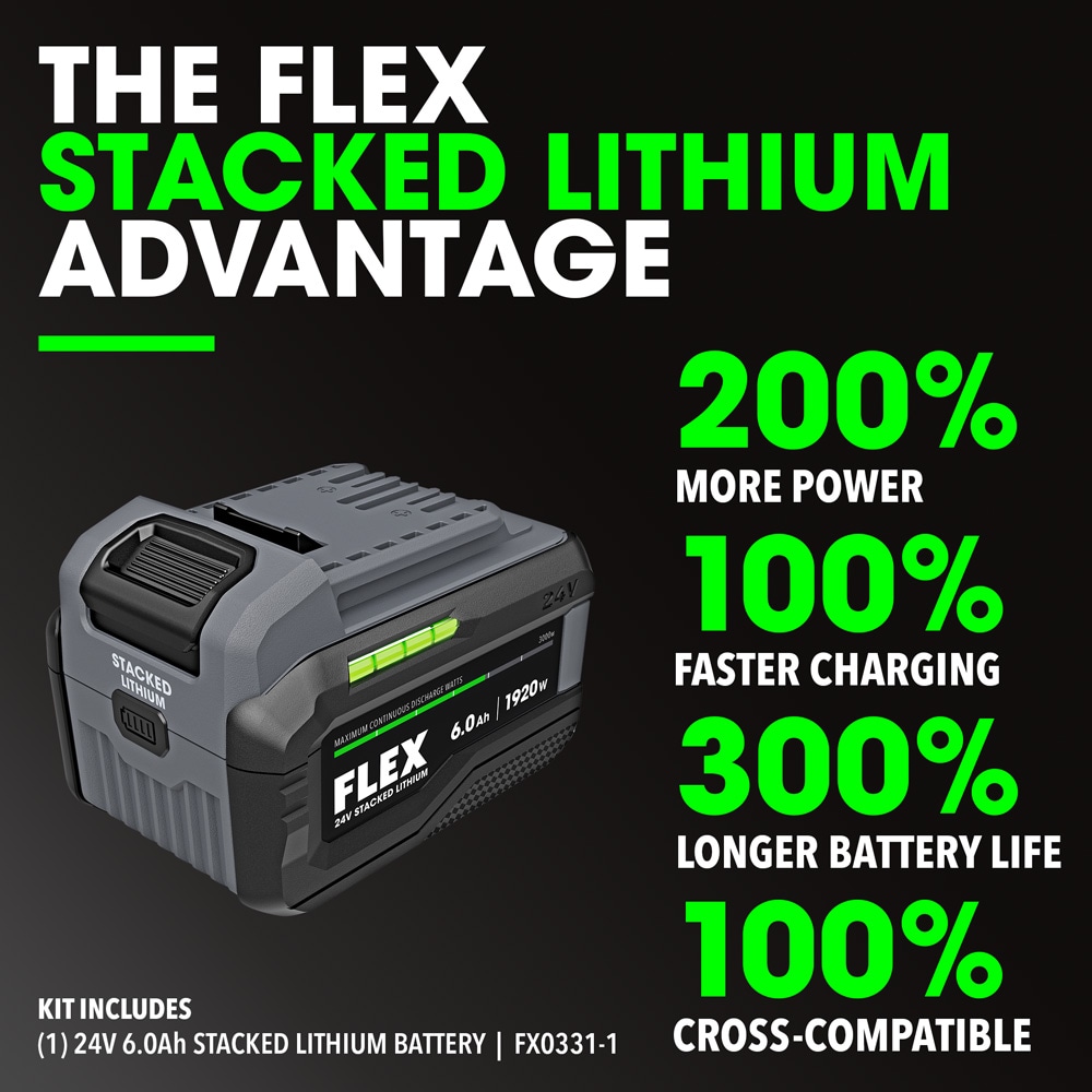 Llave de impacto inalámbrica de 24 voltios y 6 amperios con control de velocidad variable sin escobillas de 1/2 pulgadas de la pila de litio apilada FLEX (batería incluida) FX1472-1H