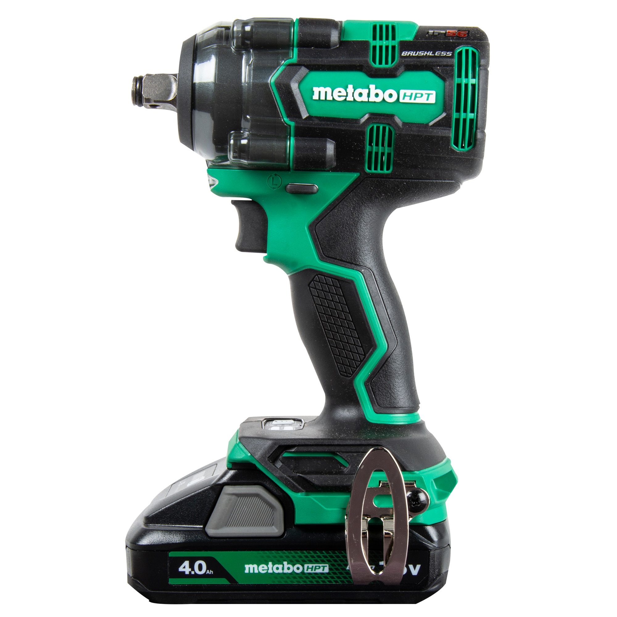 Llave de impacto inalámbrica Metabo HPT de 18 voltios con velocidad variable y cuadrado de 1/2 pulgadas, 2 baterías WR18DHM