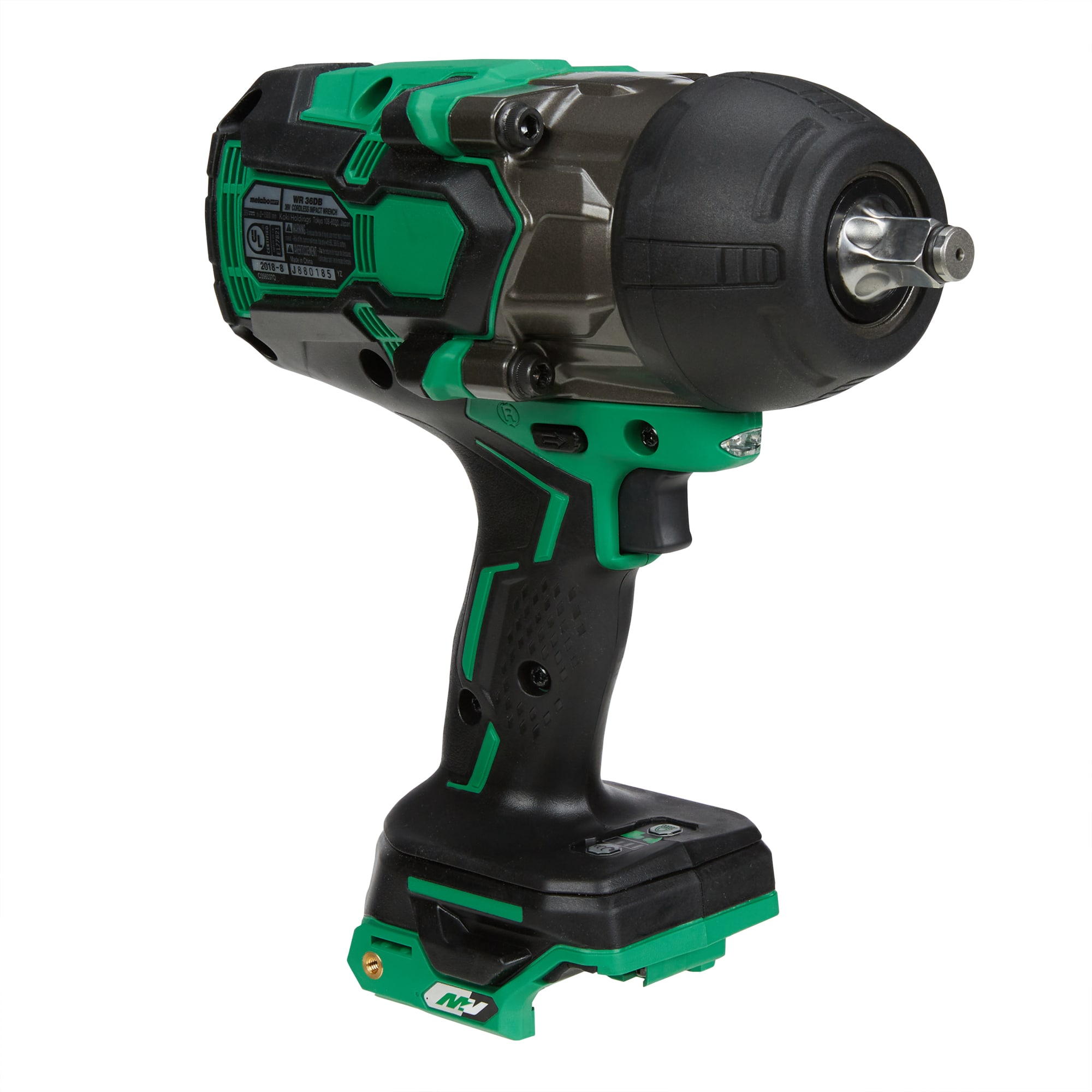Llave de impacto inalámbrica con capacidad híbrida de 36 voltios y velocidad variable sin escobillas de 1/2 pulgada.