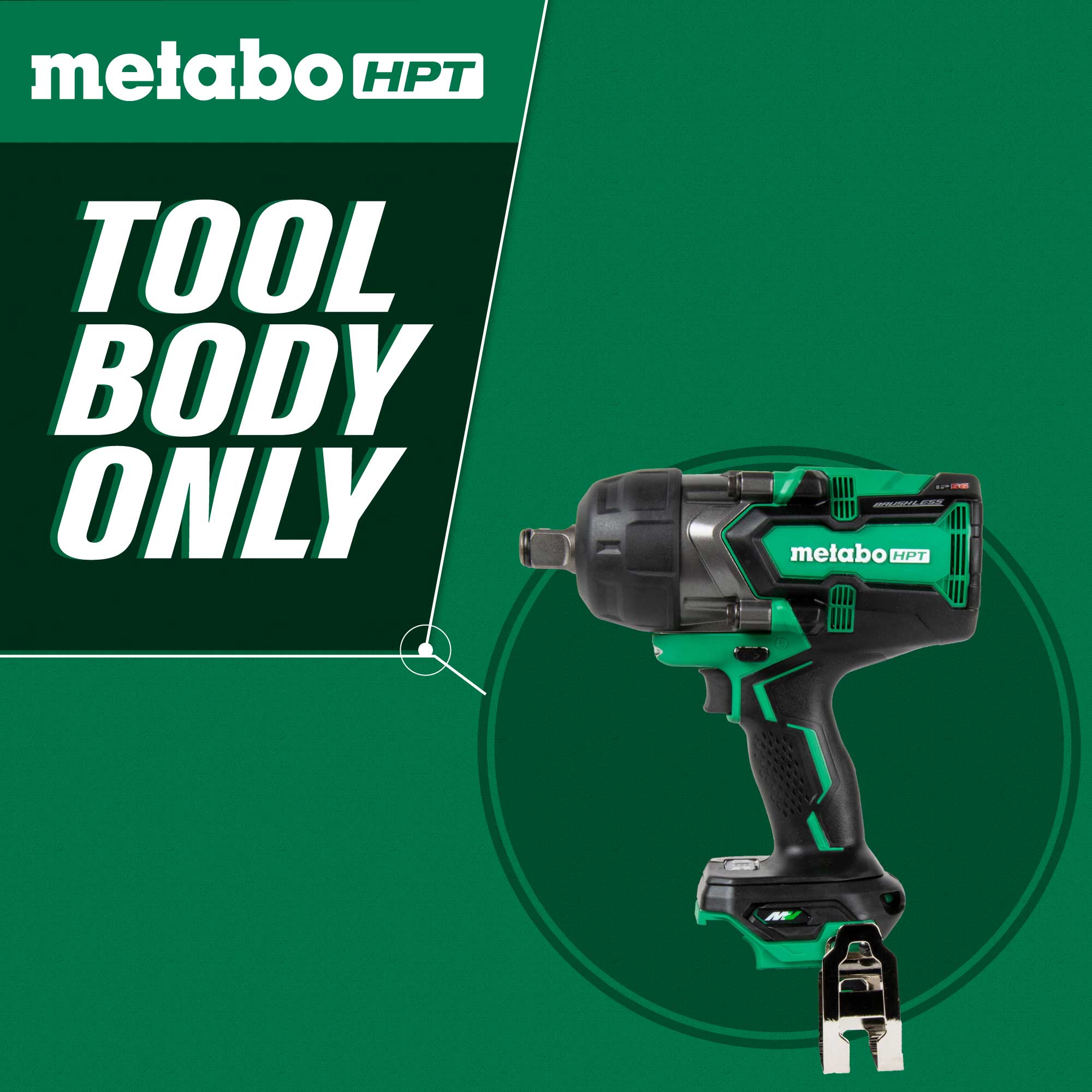 Llave de impacto inalámbrica Metabo HPT 36 voltios con variación de velocidad sin escobillas de 3/4 pulgadas, cuadro cuadrado WR36DFQ4M