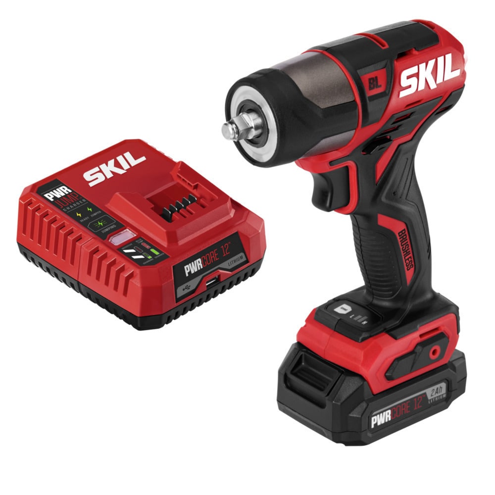 Llave de Impacto Inalámbrica SKIL PWR CORE 12 de 12 voltios con Velocidad Variable y Motor sin Escobillas de 3/8 pulgadas (Batería Incluida) IW5744-10