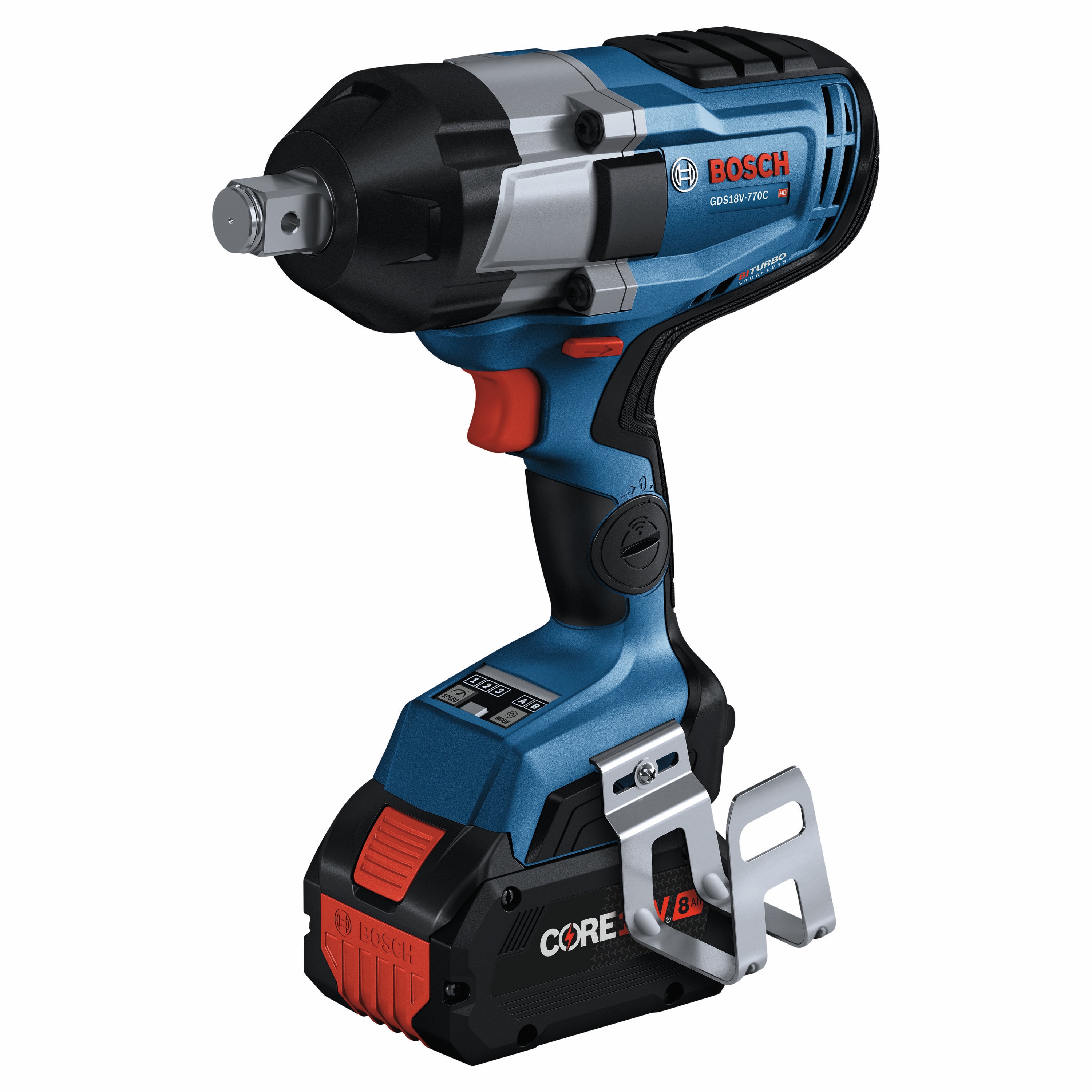 Llave de impacto inalámbrica Bosch 8 amperios 18 voltios con motor sin escobillas y velocidad variable de 3/4 pulgadas (batería incluida) GDS18V-770CB14