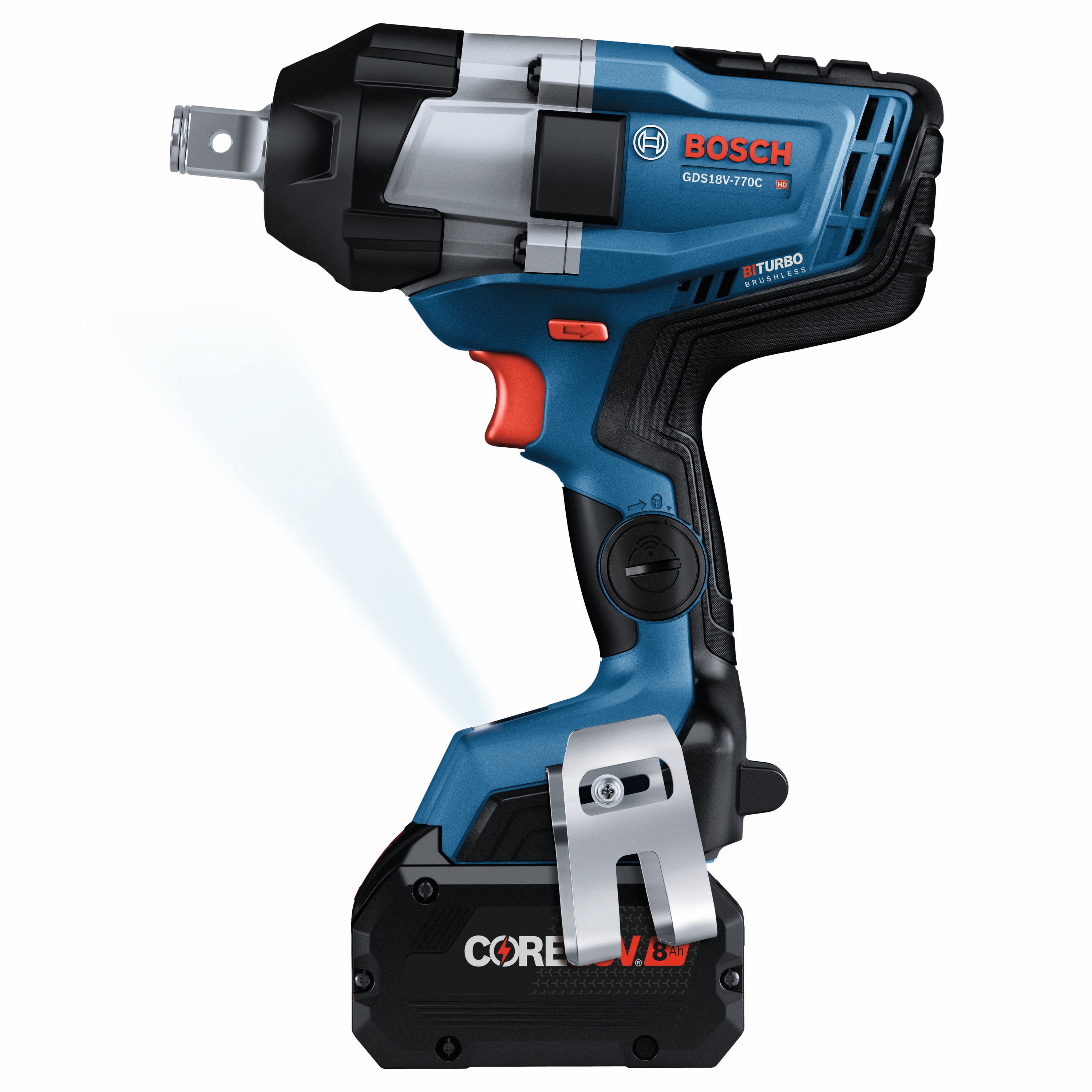 Llave de impacto inalámbrica Bosch 8 amperios 18 voltios con motor sin escobillas y velocidad variable de 3/4 pulgadas (batería incluida) GDS18V-770CB14