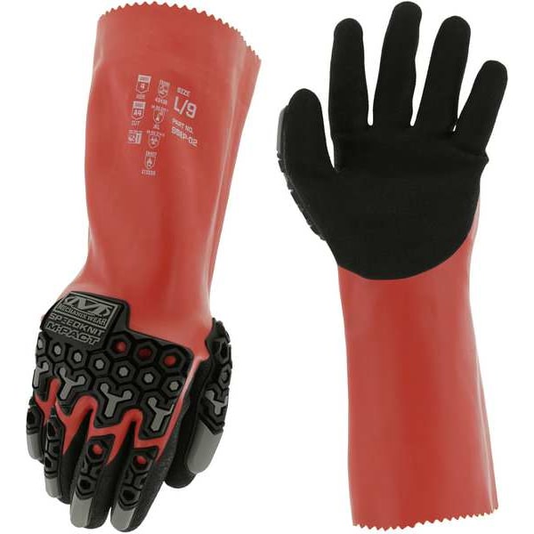 Guantes Mechanix Wear SpeedKnit M-Pact Chemical S5EP02, PR, Nivel de corte A4, calibre 18, color rojo, talla 9 - S5EP-02-009