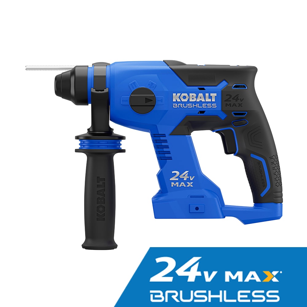 Martillo perforador rotativo inalámbrico Kobalt Brushless de 24 voltios con velocidad variable de 7/8 de pulgada SDS-plus KRH 124B-03.