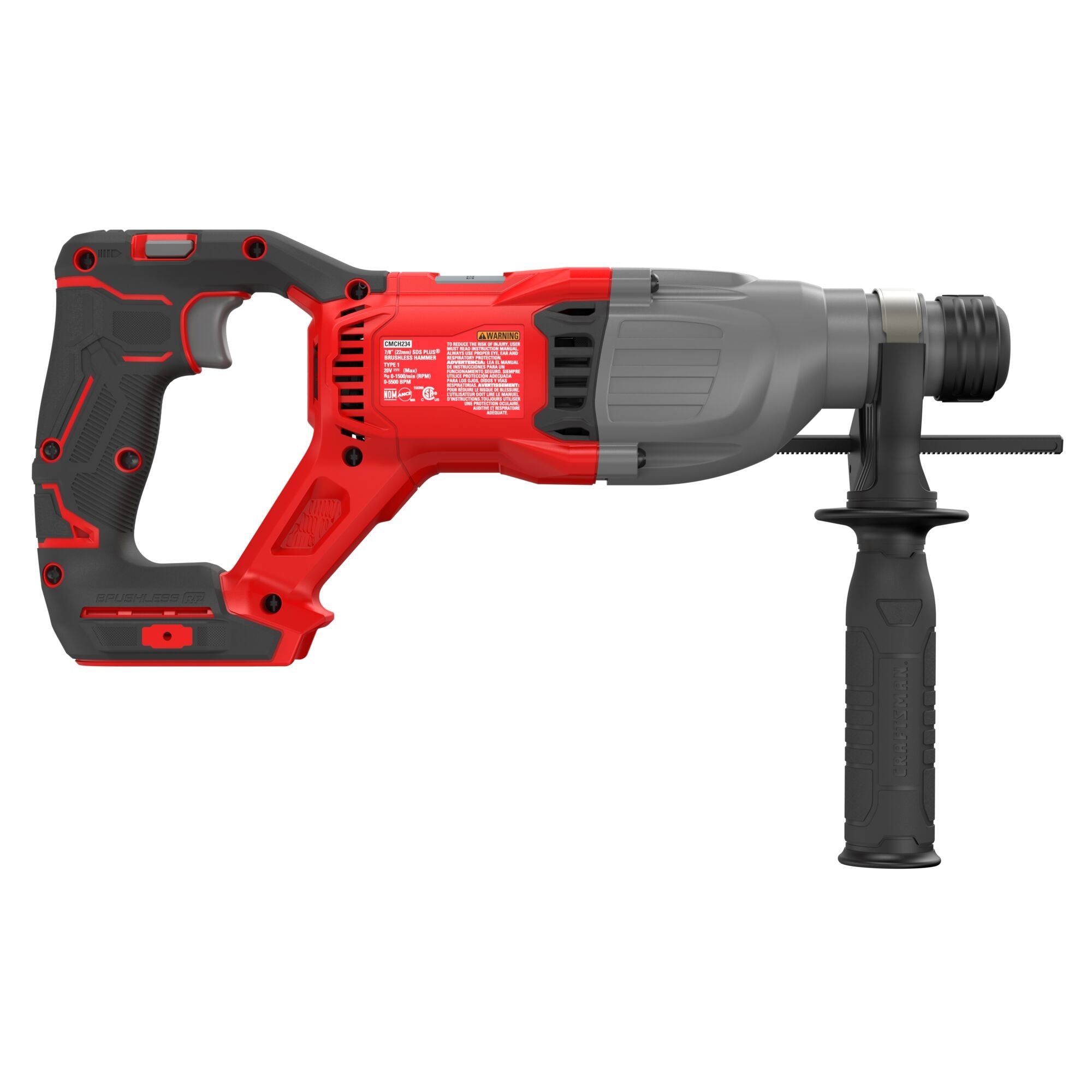 Martillo rotativo inalámbrico de velocidad variable CRAFTSMAN V20 Brushless RP de 20 voltios máximo 1 pulgada SDS-plus CMCH234B