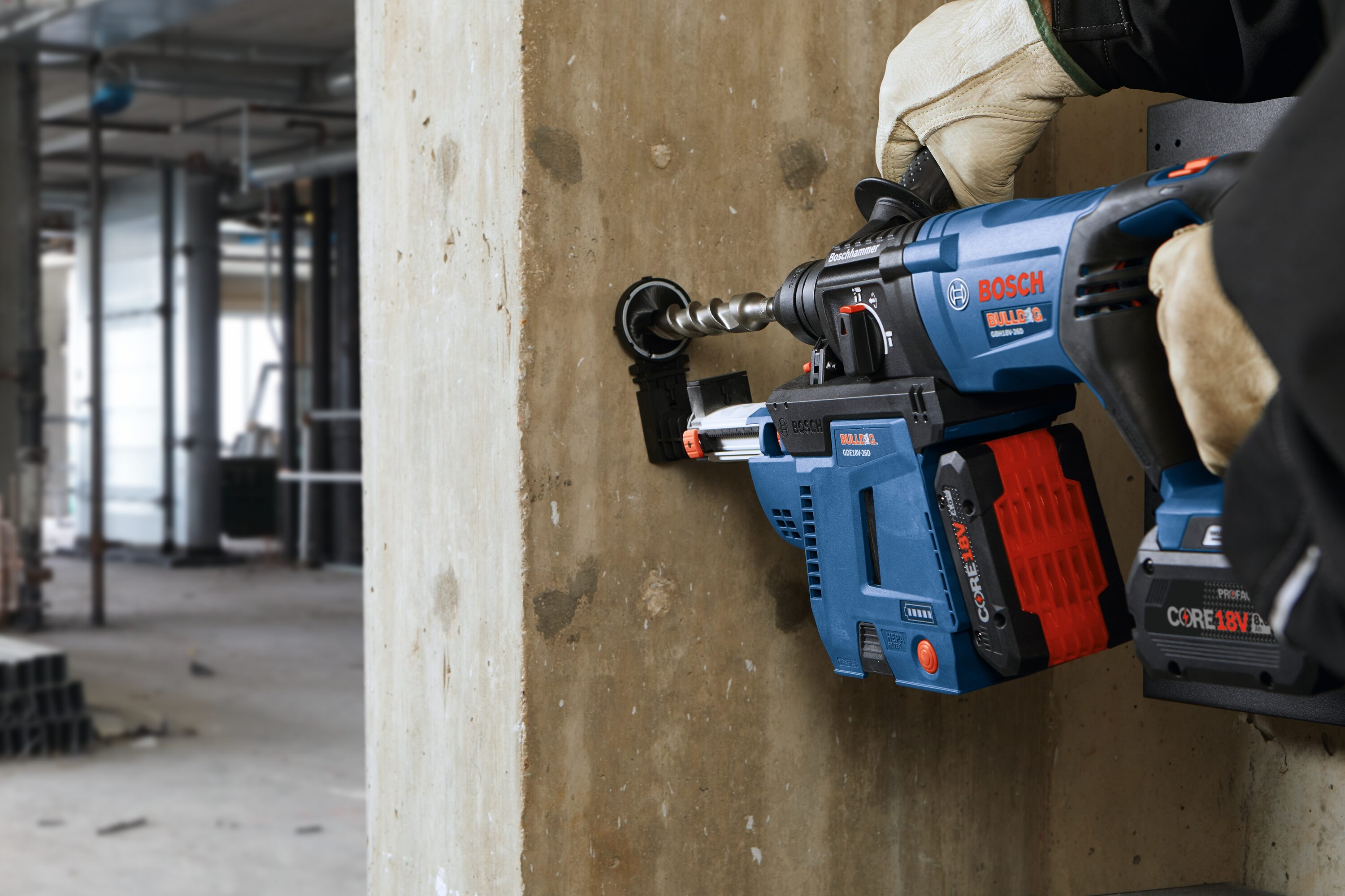 Machacador rotativo inalámbrico Bosch Bulldog de 18 voltios y 8 amperios con velocidad variable SDS-plus GBH18V-26DN