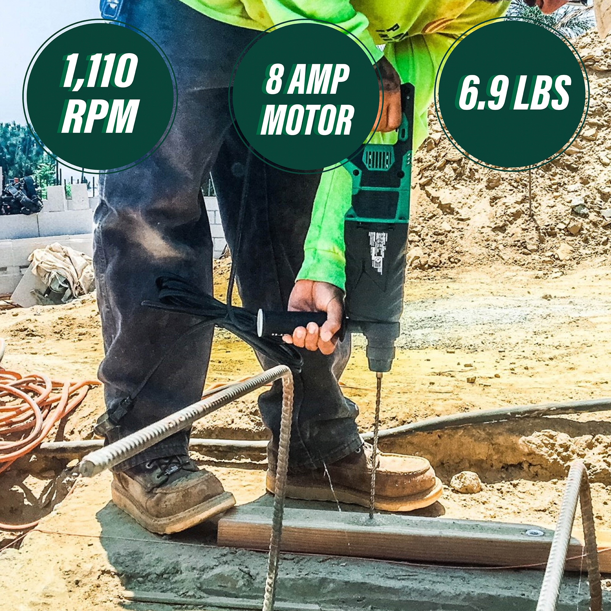 Martillo rotativo SDS-plus Metabo HPT 8 amperios 1-1/8 pulgadas DH28PFYM