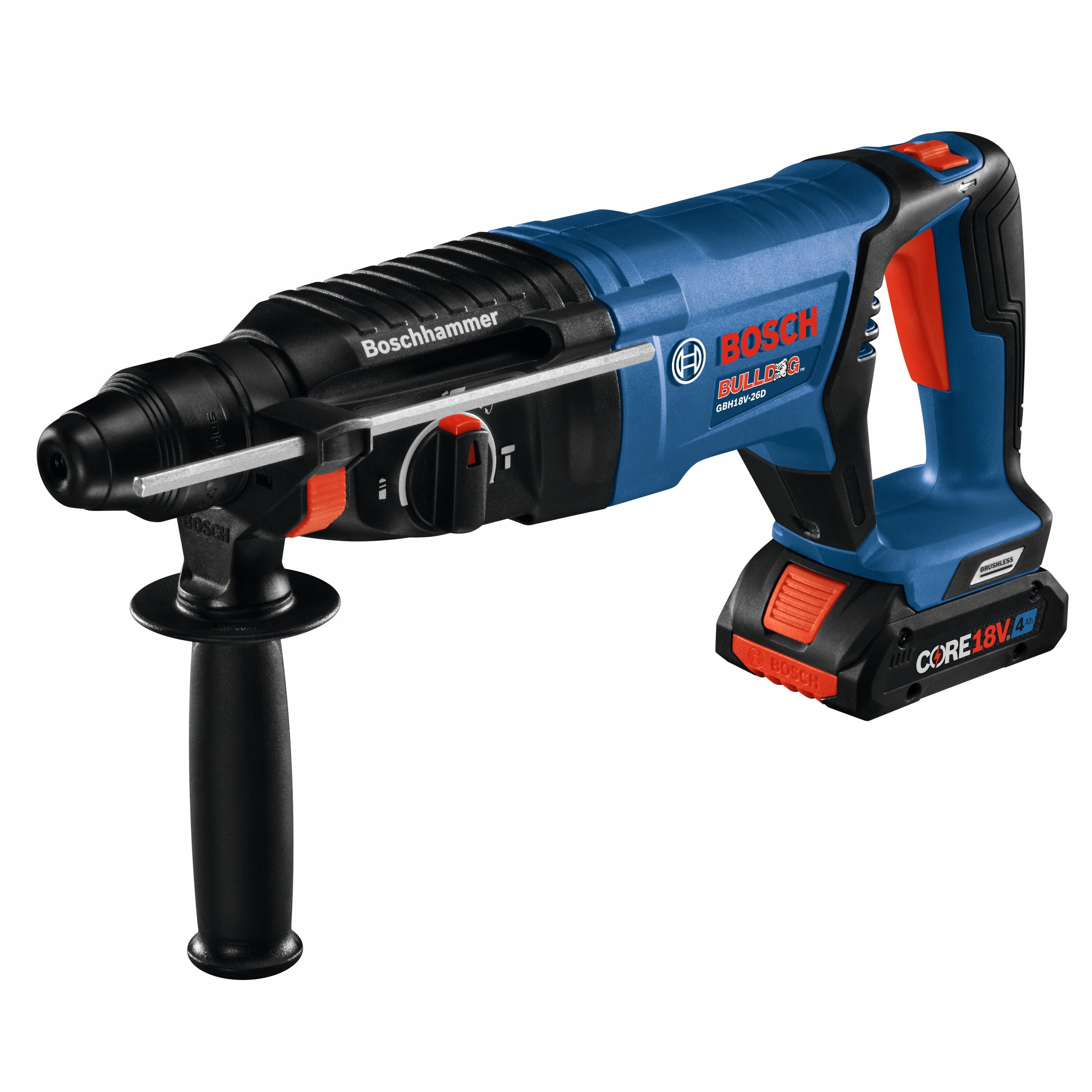 Martillo rotativo inalámbrico Bosch Bulldog 18 voltios con velocidad variable de 4 amperios y 1 pulgada SDS-plus GBH18V-26DK25