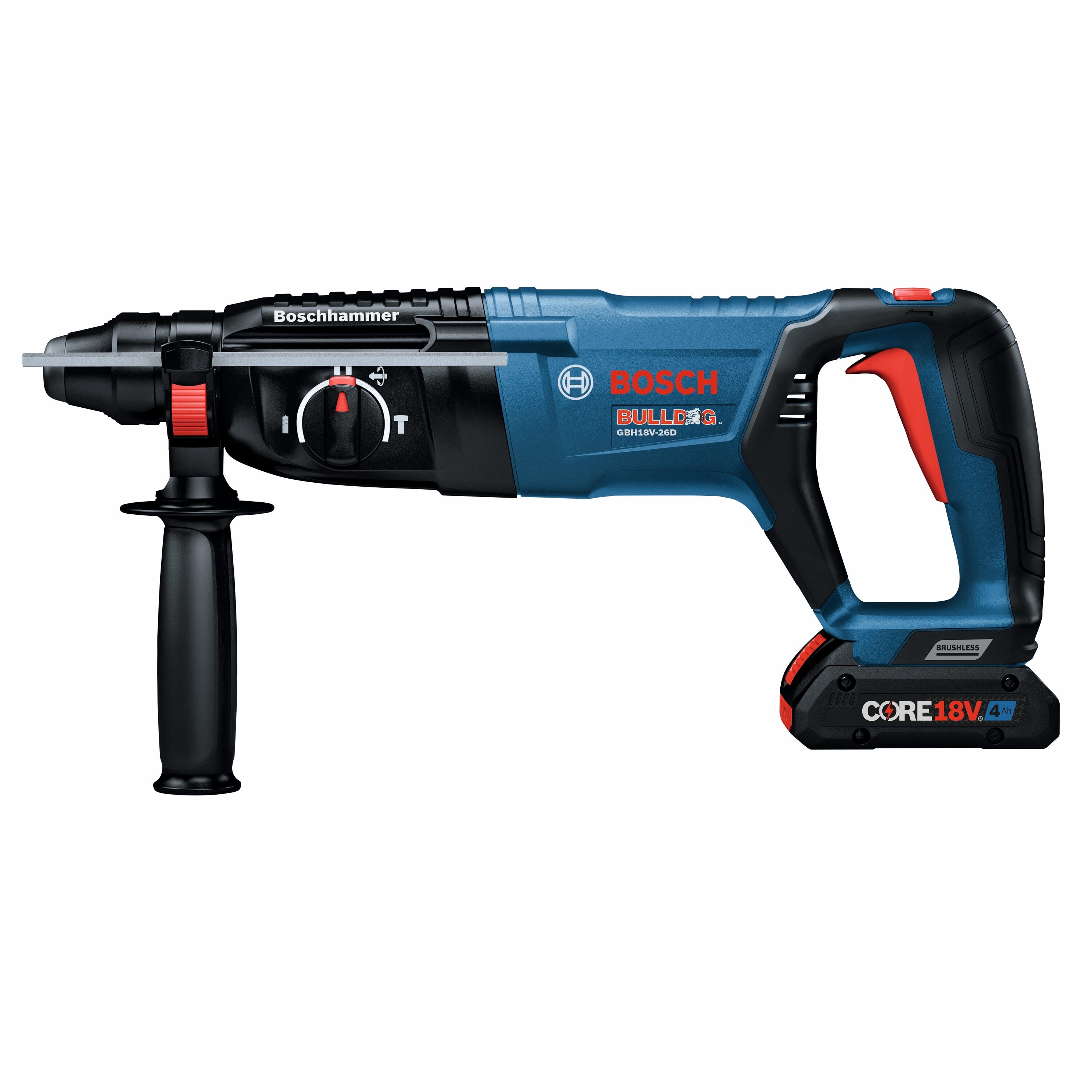 Martillo rotativo inalámbrico Bosch Bulldog 18 voltios con velocidad variable de 4 amperios y 1 pulgada SDS-plus GBH18V-26DK25