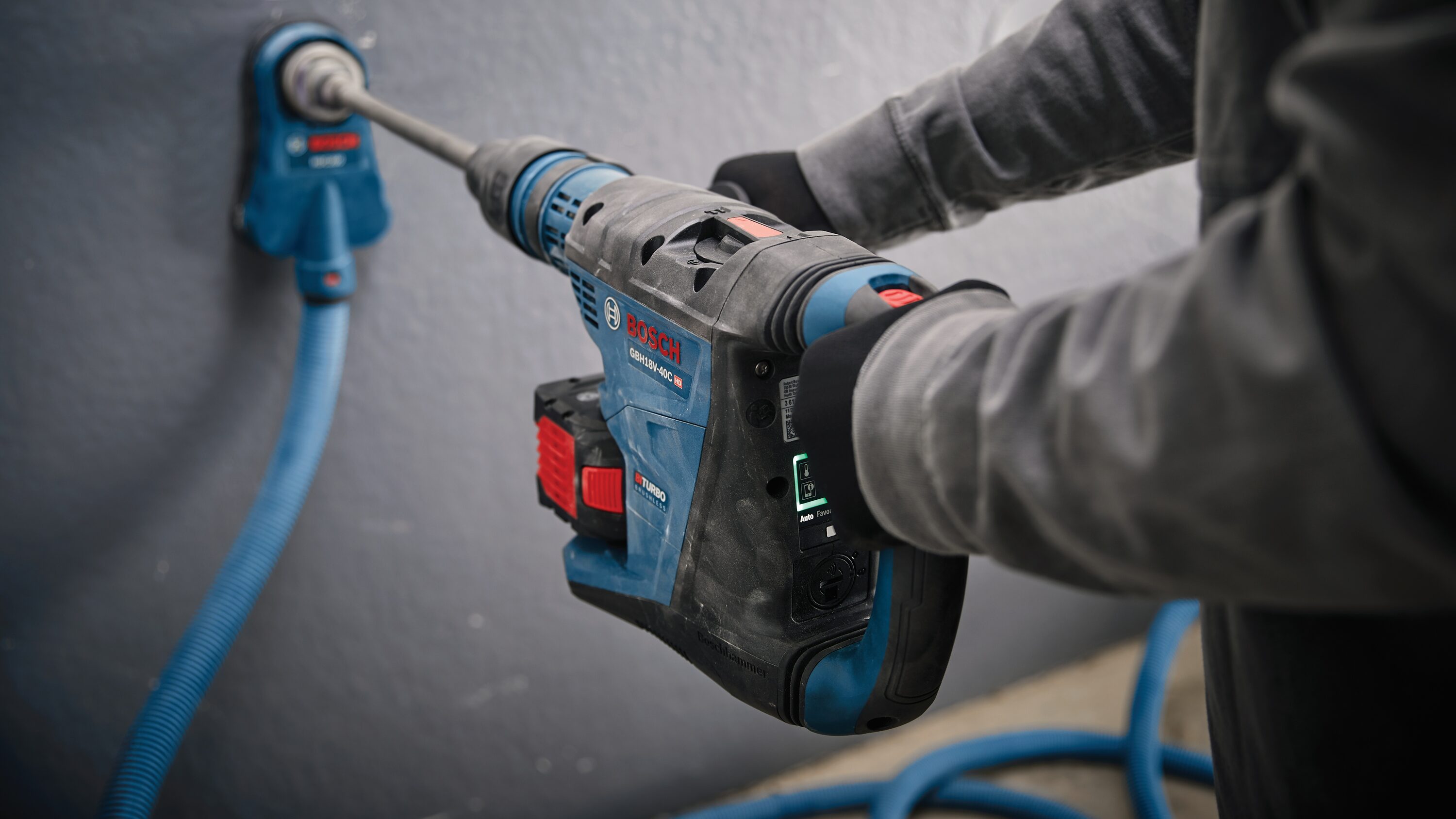 Rotomartillo inalámbrico Bosch PROFACTOR de 18 voltios con velocidad variable SDS-Max GBH18V-40CK27 de 12 amperios