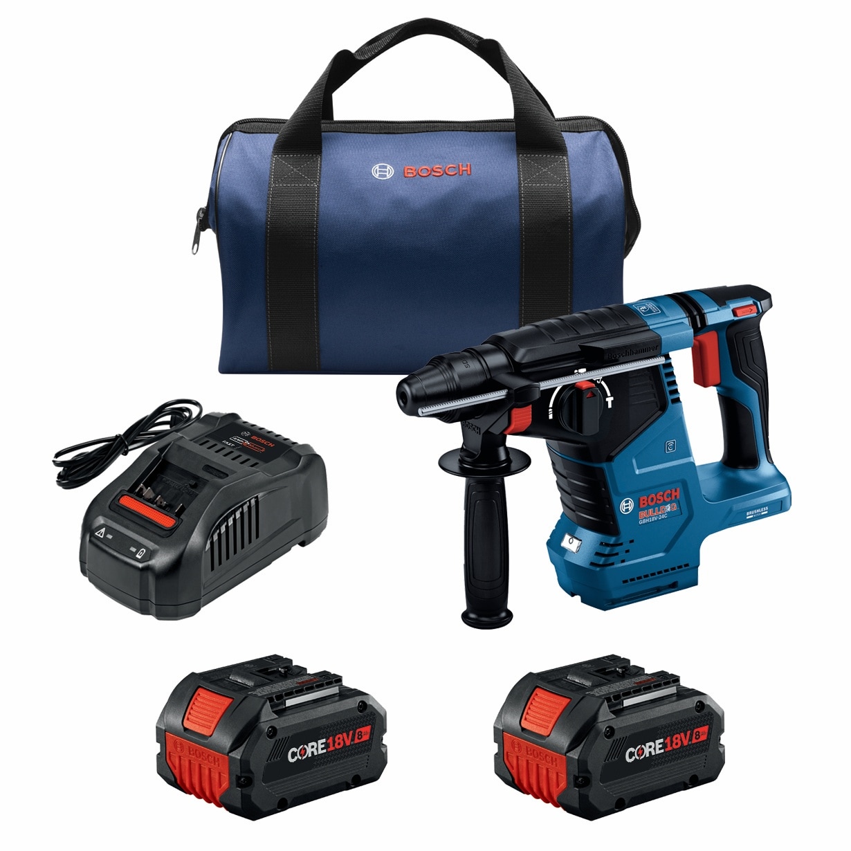 Martillo Rotativo Inalámbrico Bosch Bulldog 18-volt 8-Amp SDS-Plus SDS-plus de Velocidad Variable GBH18V-24CK24