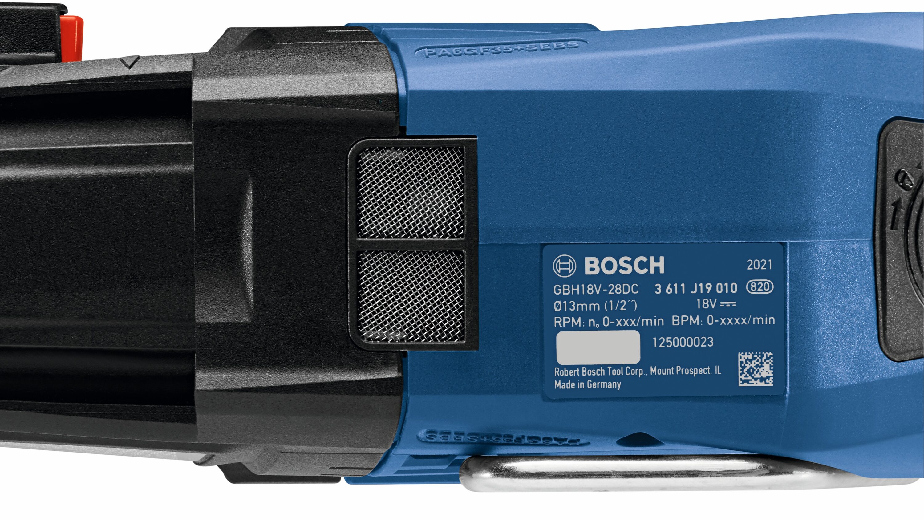 Martillo rotativo inalámbrico con martillo perforador SDS-plus variable de velocidad Bosch Bulldog de 18 voltios y 8 amperios GBH18V-28DCK24 de 1-1/8 pulgadas