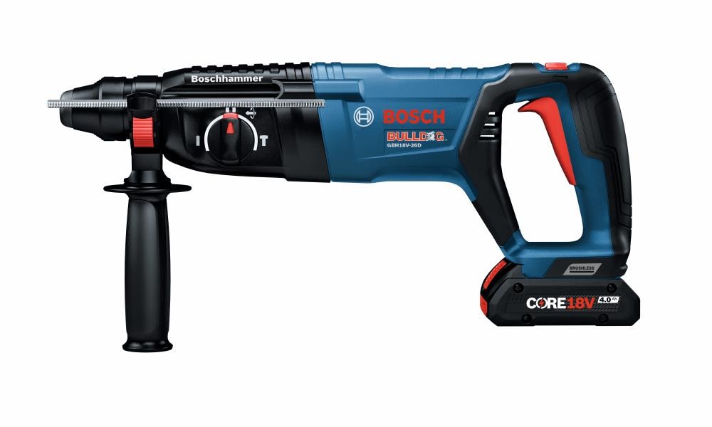 Martillo rotativo inalámbrico Bosch Bulldog CORE18V 4-Amp 1-in SDS-plus con velocidad variable GBH18V-26DK15