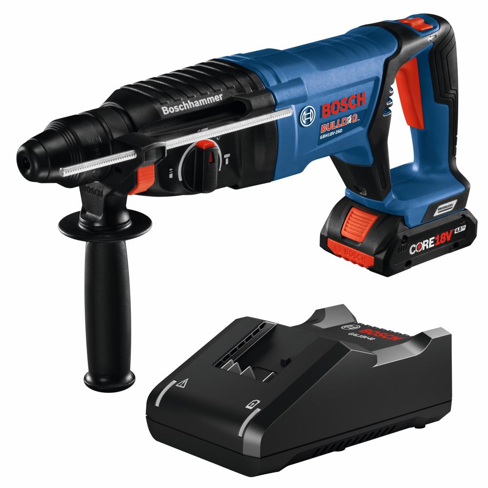 Martillo rotativo inalámbrico Bosch Bulldog CORE18V 4-Amp 1-in SDS-plus con velocidad variable GBH18V-26DK15