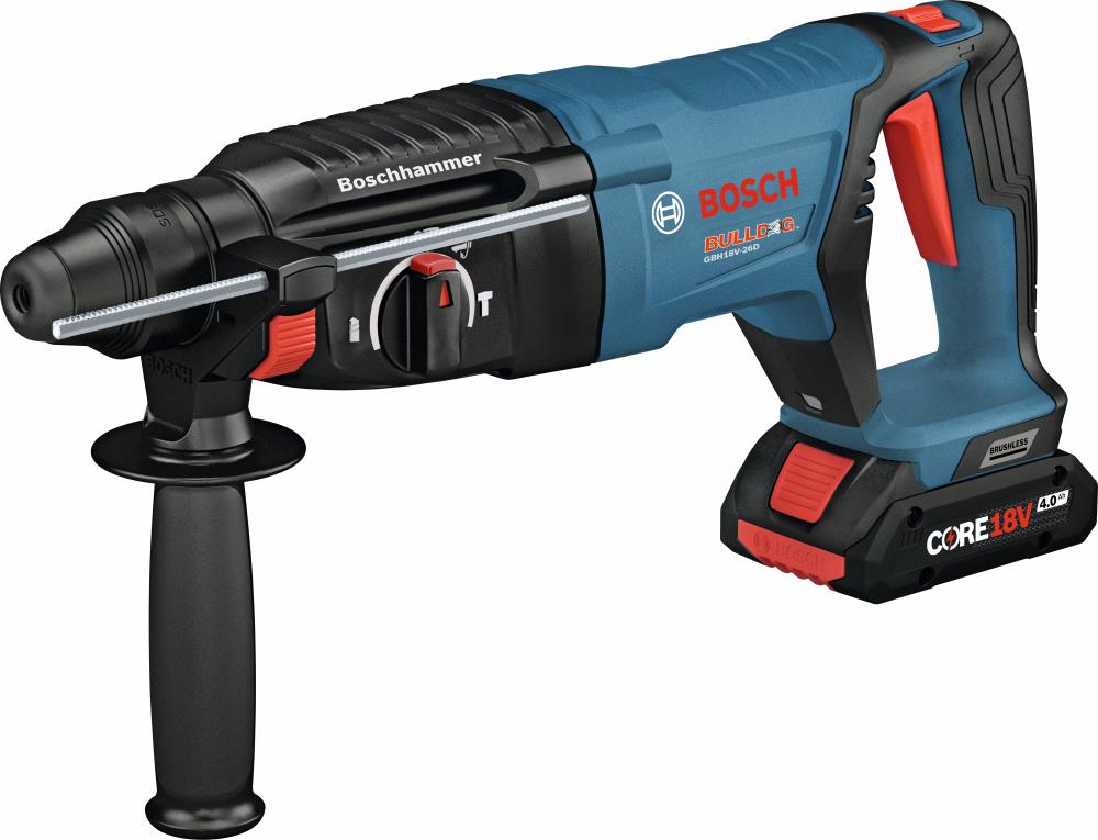 Martillo rotativo inalámbrico Bosch Bulldog CORE18V 4-Amp 1-in SDS-plus con velocidad variable GBH18V-26DK15