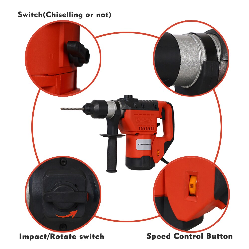 Taladro de martillo rotativo de velocidad variable Kahomvis 12.5 amperios SDS-Plus SDS-plus GH-QPW4-6685