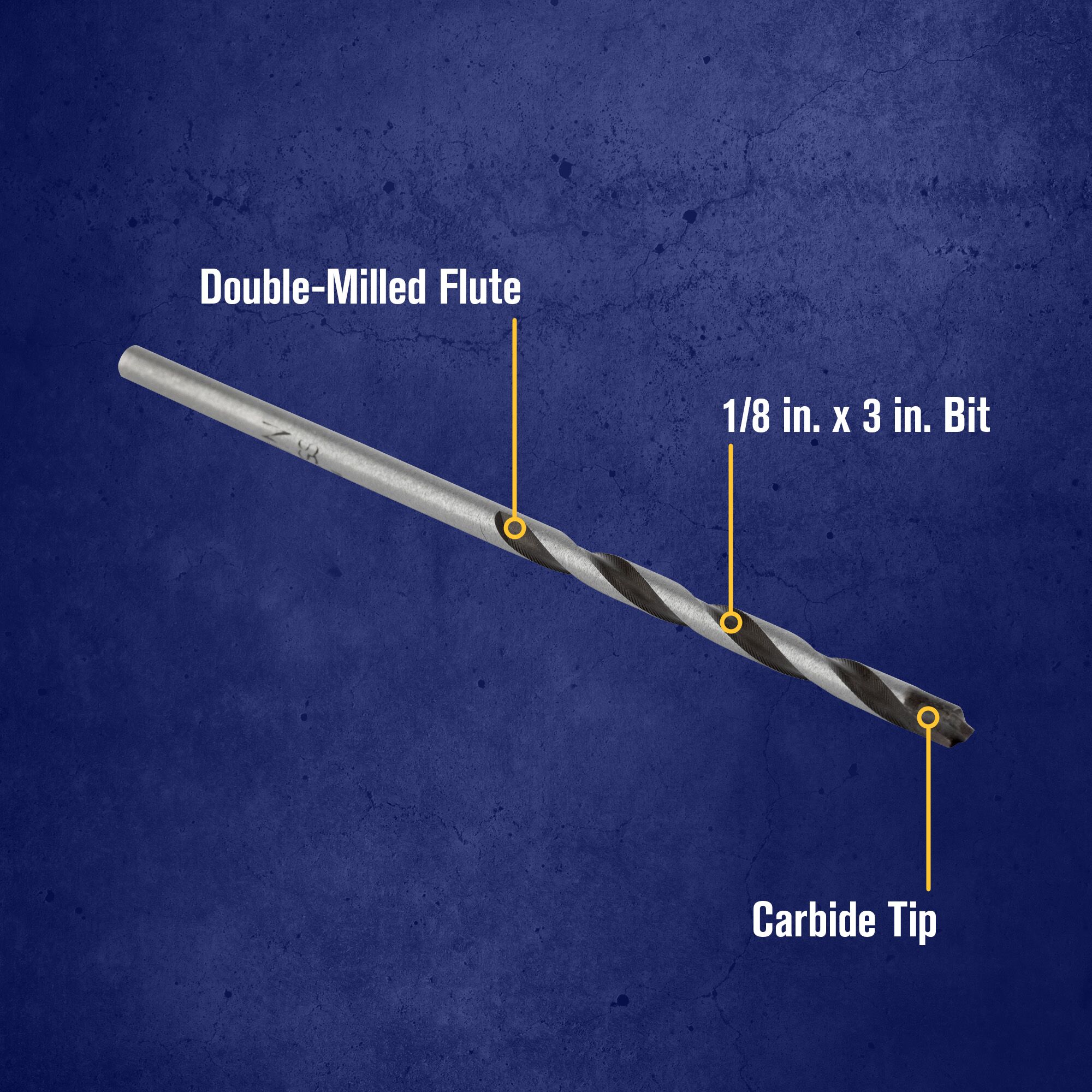 Broca para mampostería de carburo multiusos de 1/8 pulgadas x 2-3/4 pulgadas para taladro rotativo IRWIN 4935105