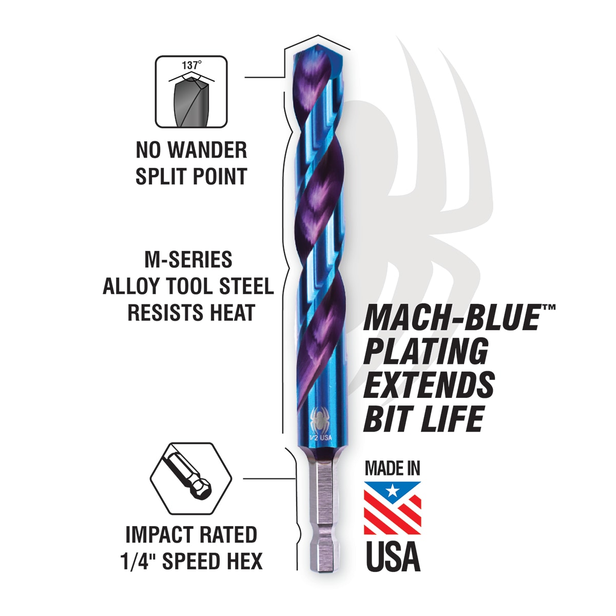 Broca helicoidal de acero de alta velocidad de 5/32 pulgadas a 3-3/8 pulgadas de longitud para trabajos pesados Spyder Stinger 19006