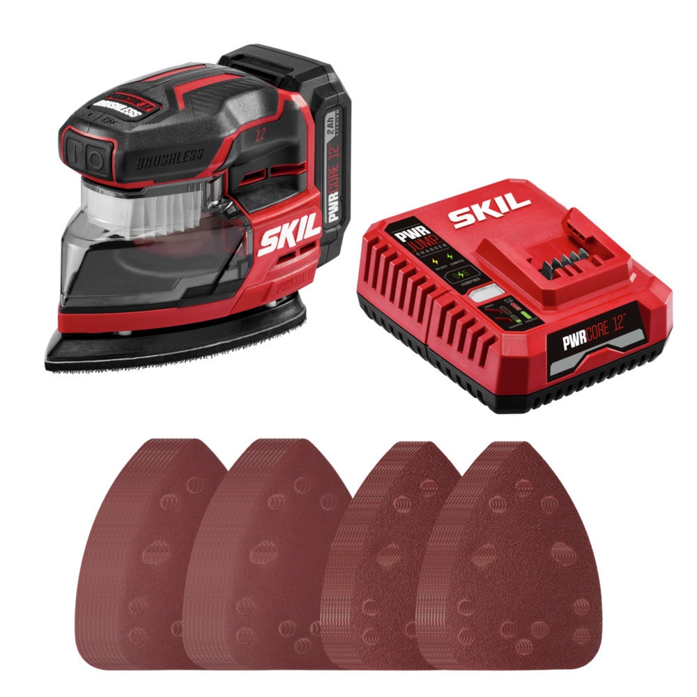 Lijadora inalámbrica SKIL PWR CORE Compact de 12 voltios sin escobillas con gestión de polvo y batería incluida SR6608A-10